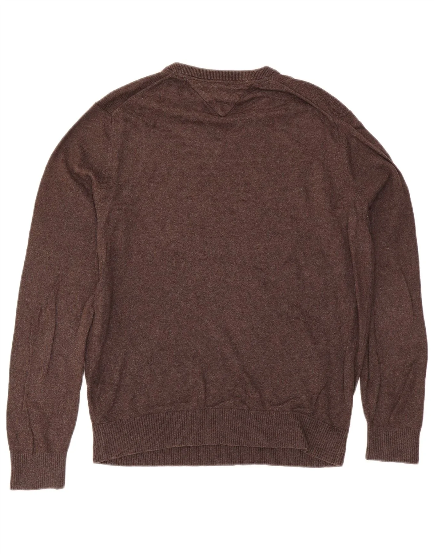Tommy Hilfiger Mens V-Neck Jumper Sweater Small Brown Cotton - Image 2