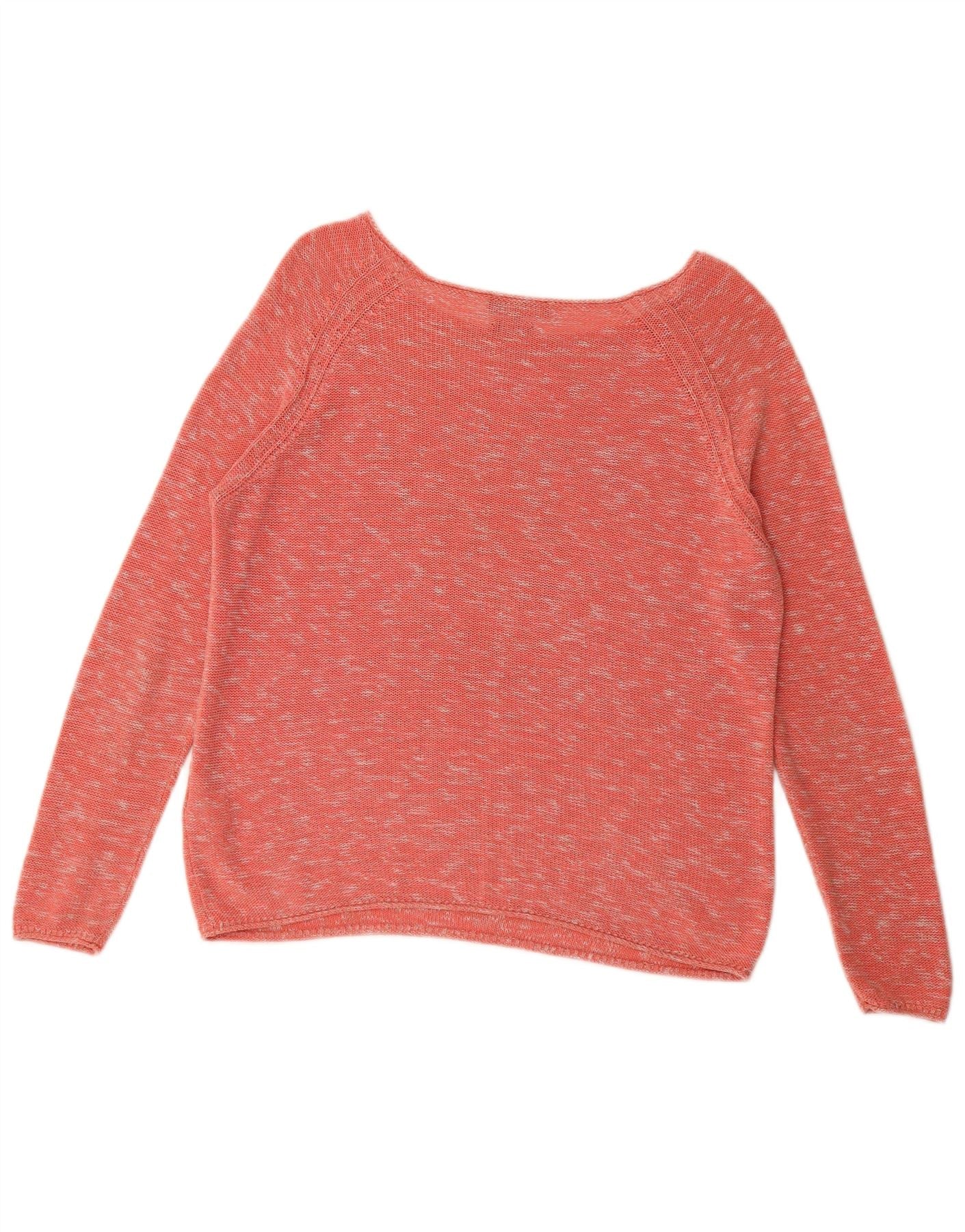 Tommy Hilfiger Womens Boat Neck Jumper Sweater UK 14 Medium Pink Flecked - Image 2