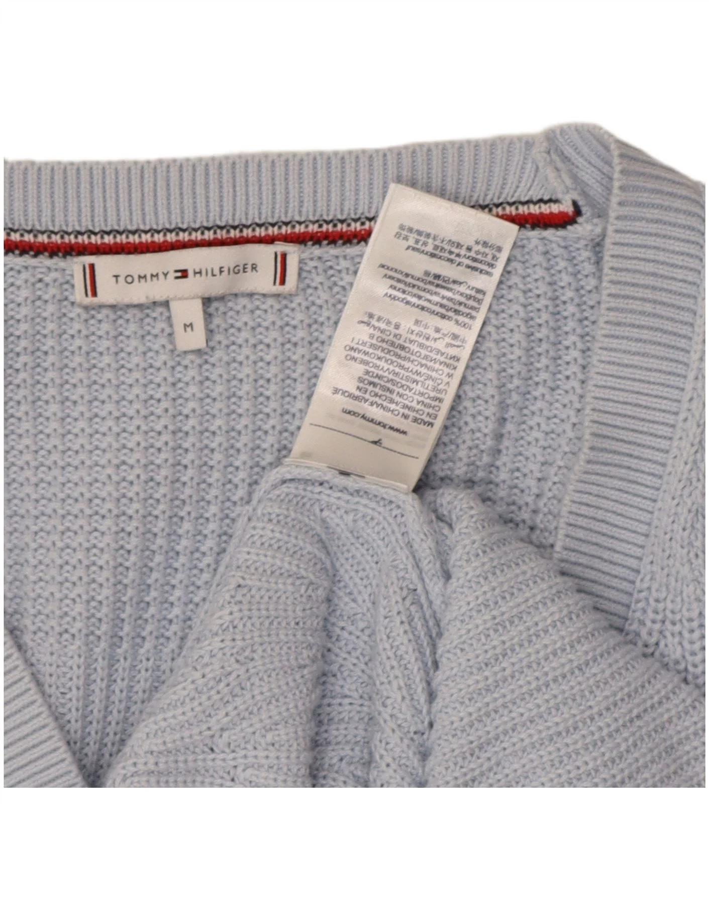 Tommy Hilfiger Womens Cardigan Sweater UK 14 Medium Blue Cotton - Image 4