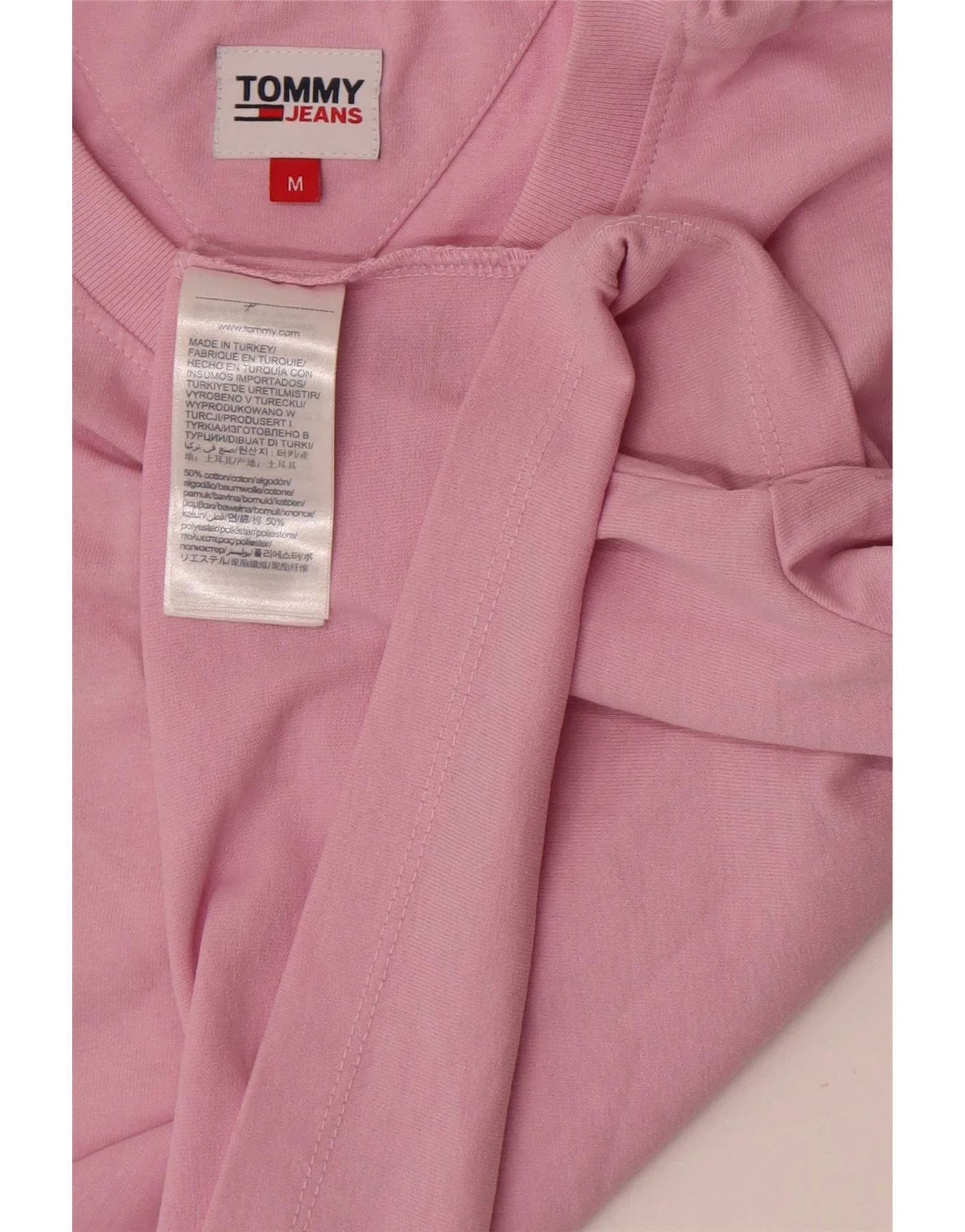 Tommy Hilfiger Womens Crop Graphic T-Shirt Top UK 14 Medium Pink Cotton - Image 3