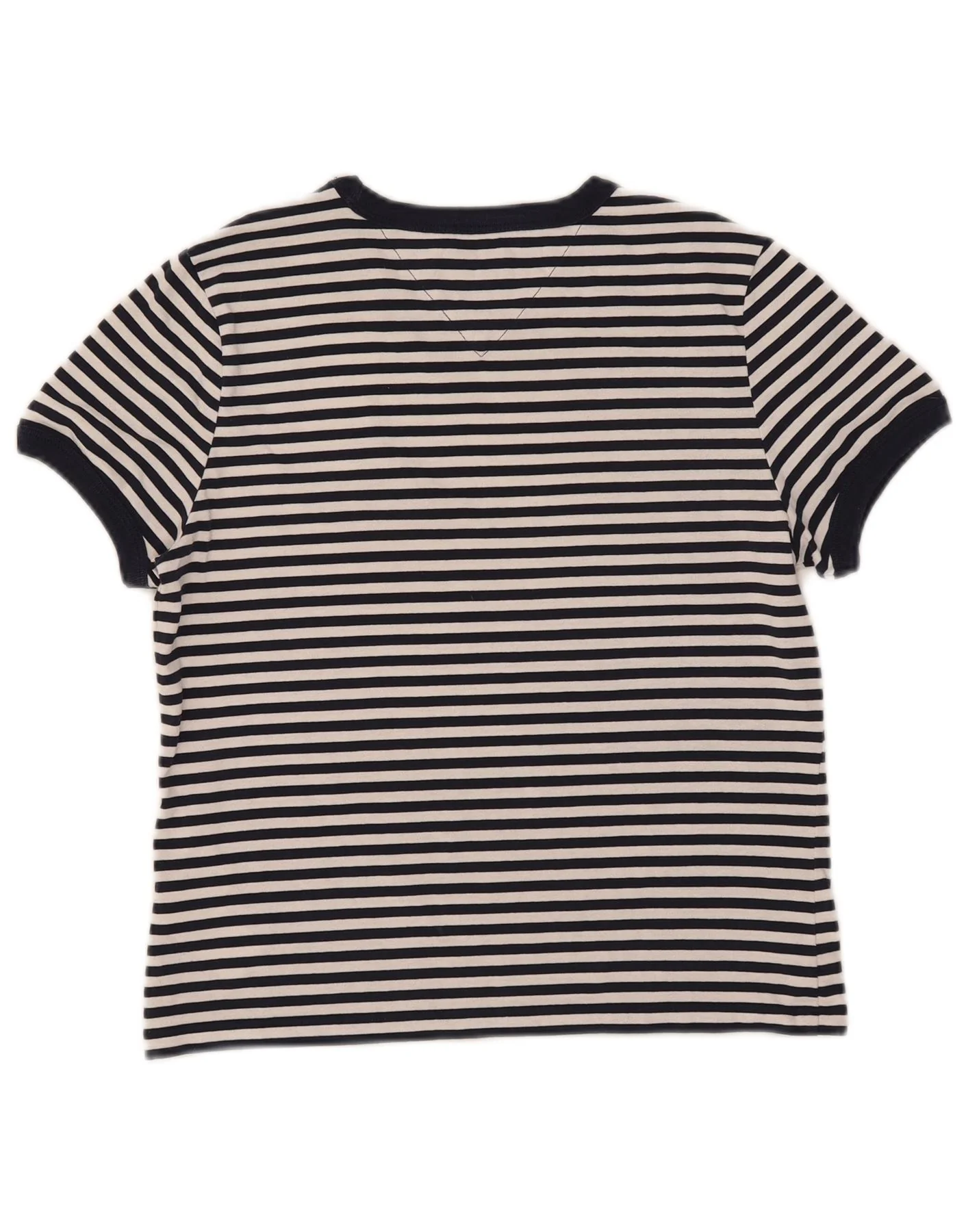 Tommy Hilfiger Womens Crop T-Shirt Top UK 10 Small Navy Blue Striped Cotton - Image 2