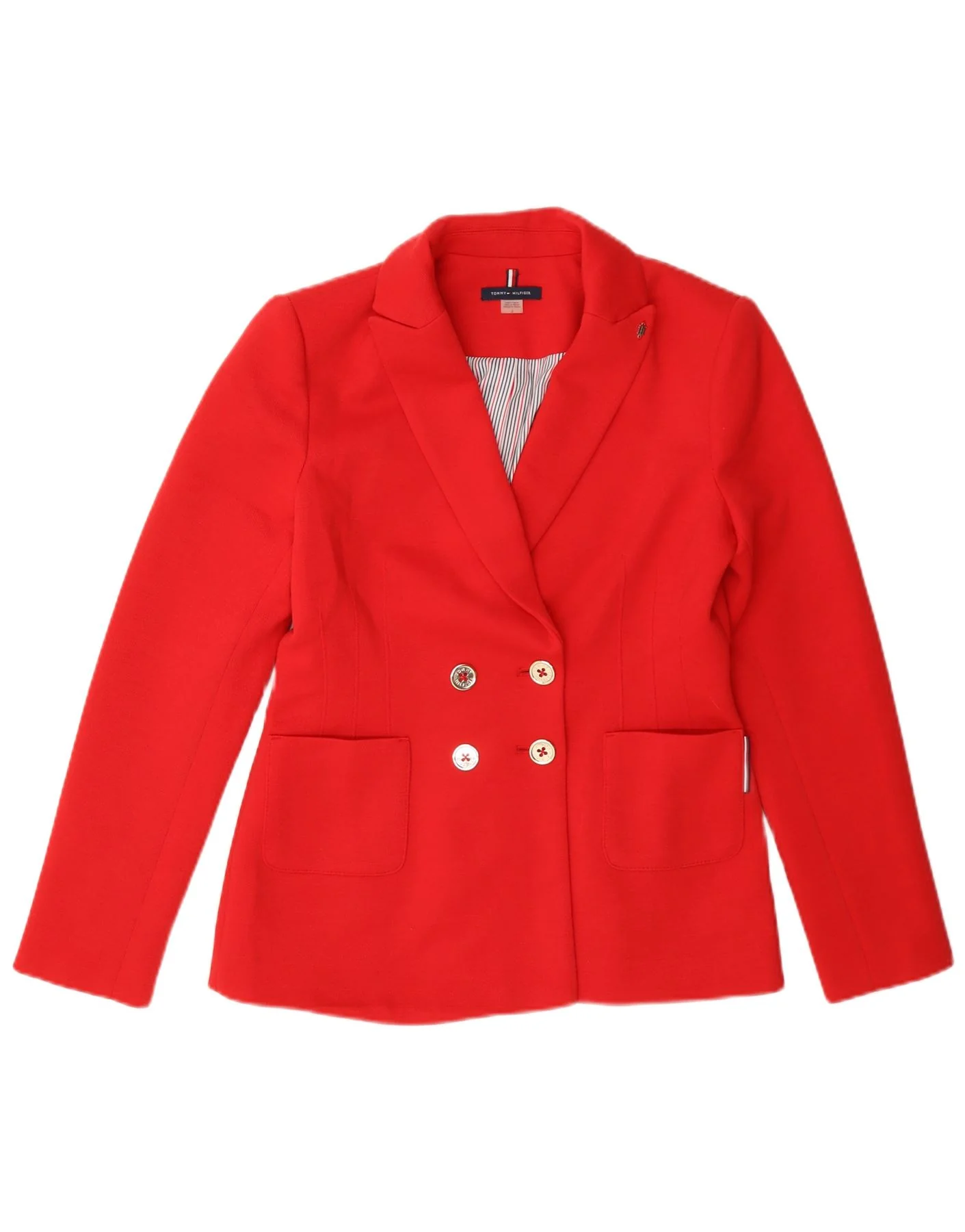 Tommy Hilfiger Womens Double Breasted Blazer Jacket US 2 XS Red Polyester