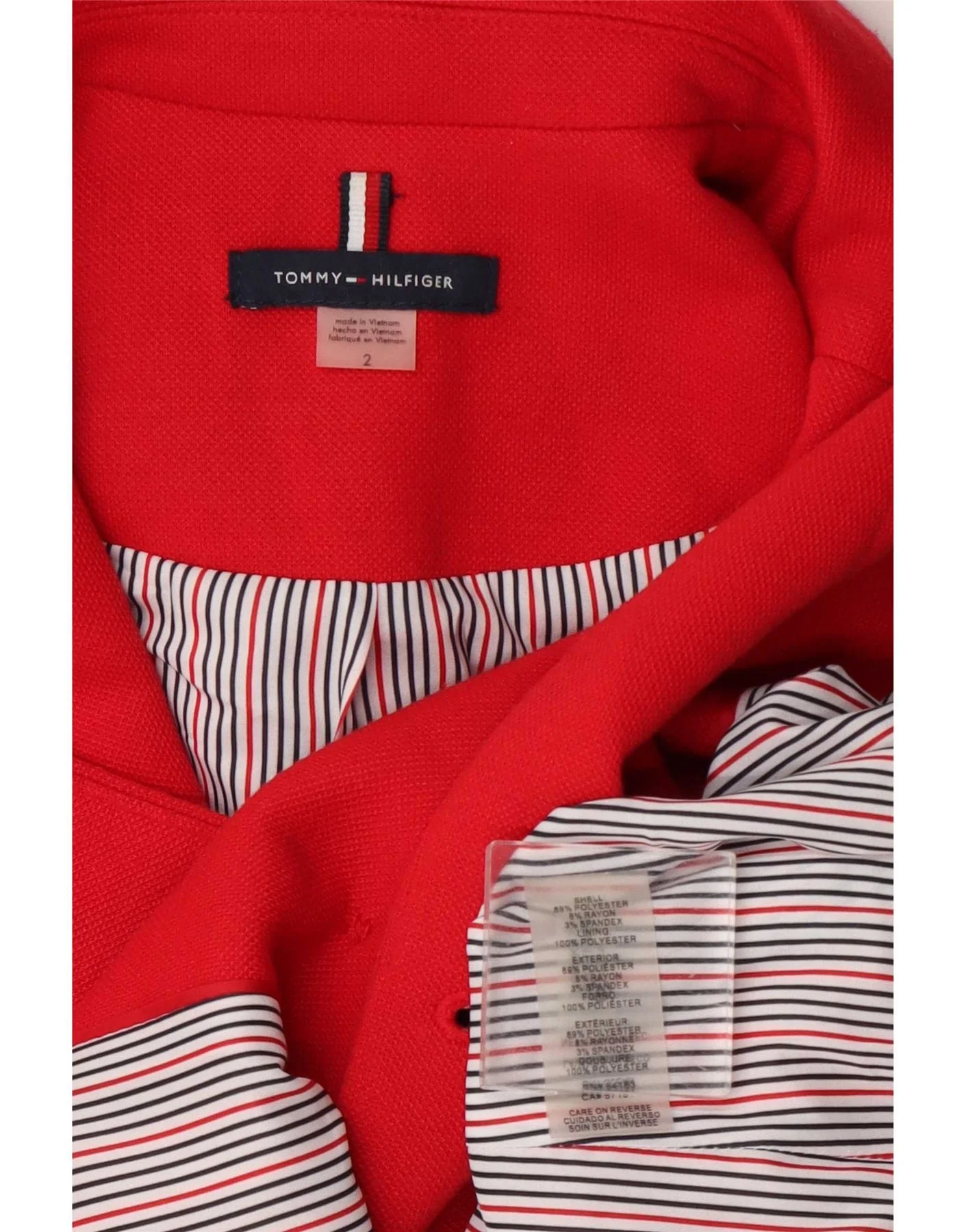 Tommy Hilfiger Womens Double Breasted Blazer Jacket US 2 XS Red Polyester - Image 3