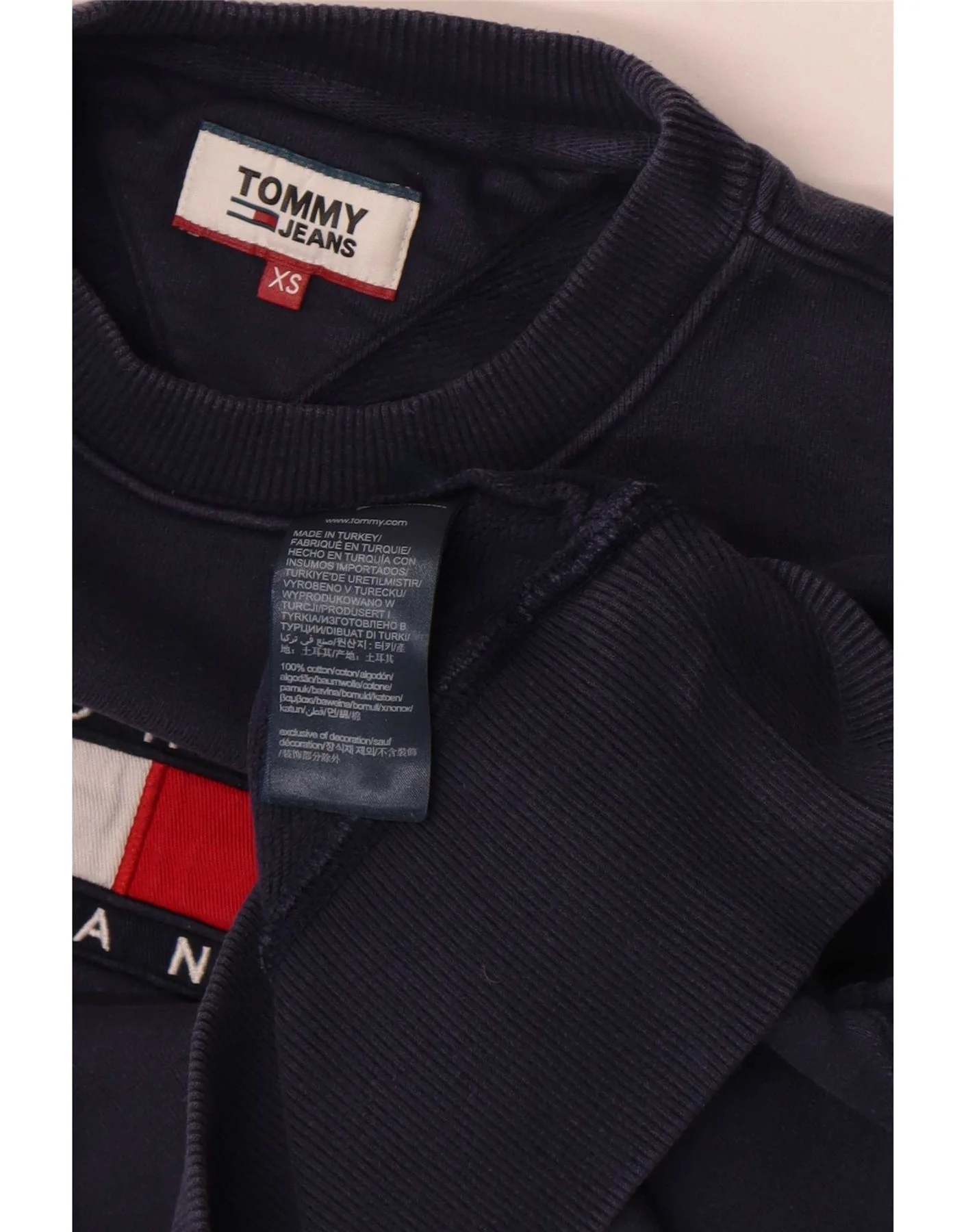 Tommy Hilfiger Womens Graphic Oversized Sweatshirt Jumper UK 6 XS Navy Blue - Image 3