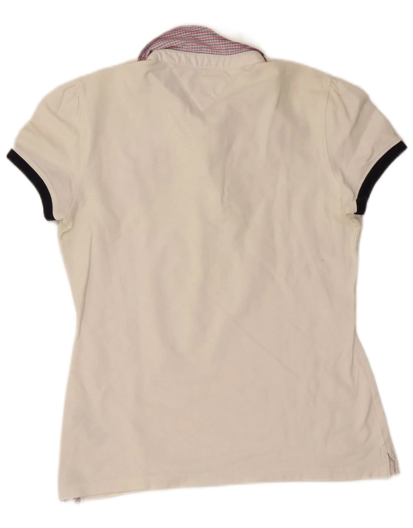Tommy Hilfiger Womens Graphic Polo Shirt UK 12 Medium White Colourblock - Image 2