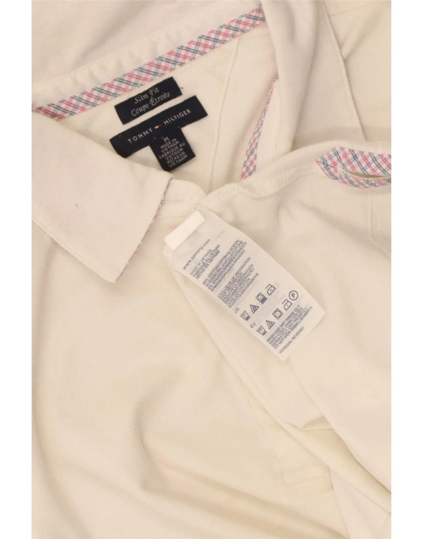 Tommy Hilfiger Womens Graphic Polo Shirt UK 12 Medium White Colourblock - Image 3