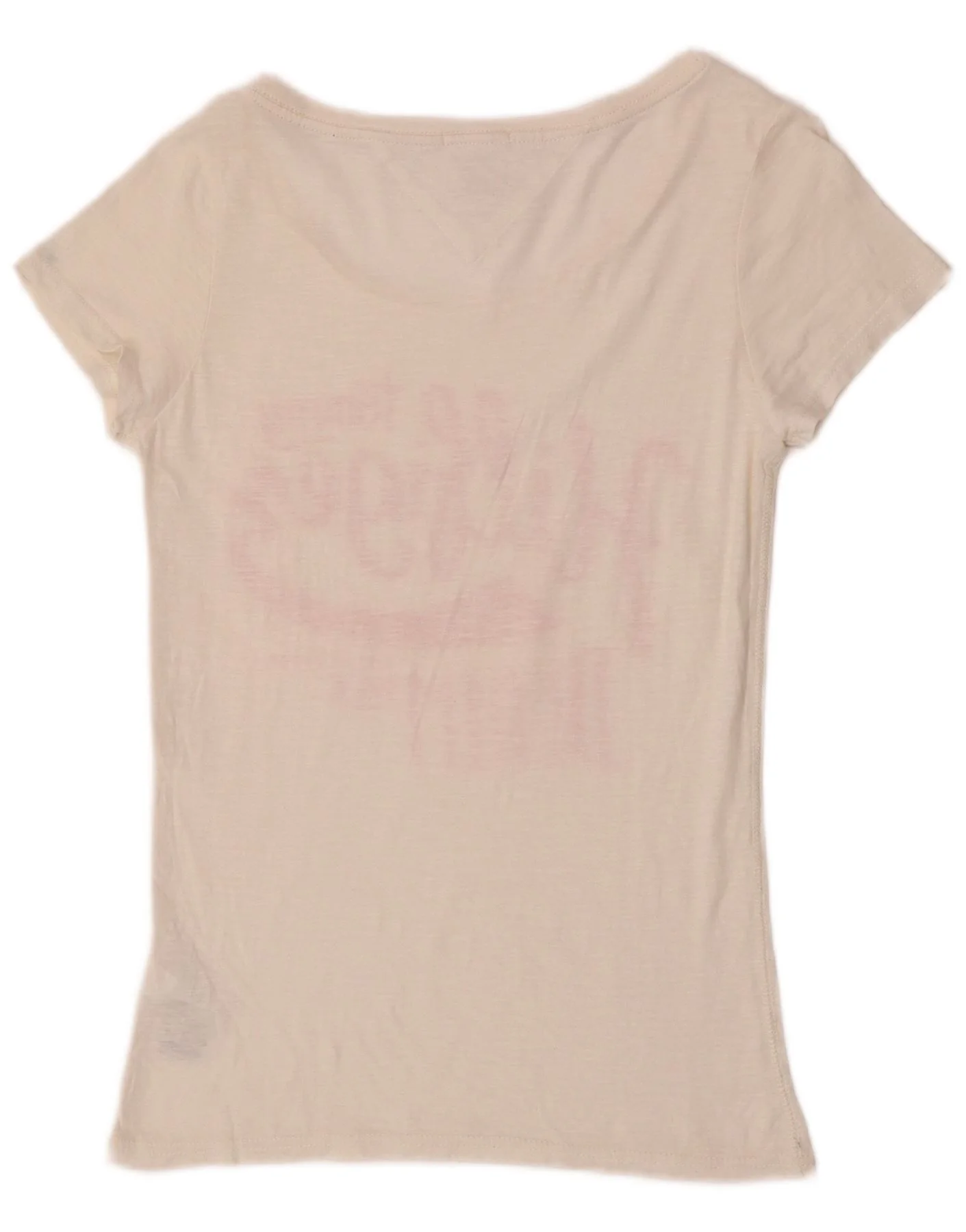Tommy Hilfiger Womens Graphic T-Shirt Top UK 8 Small White Cotton - Image 2