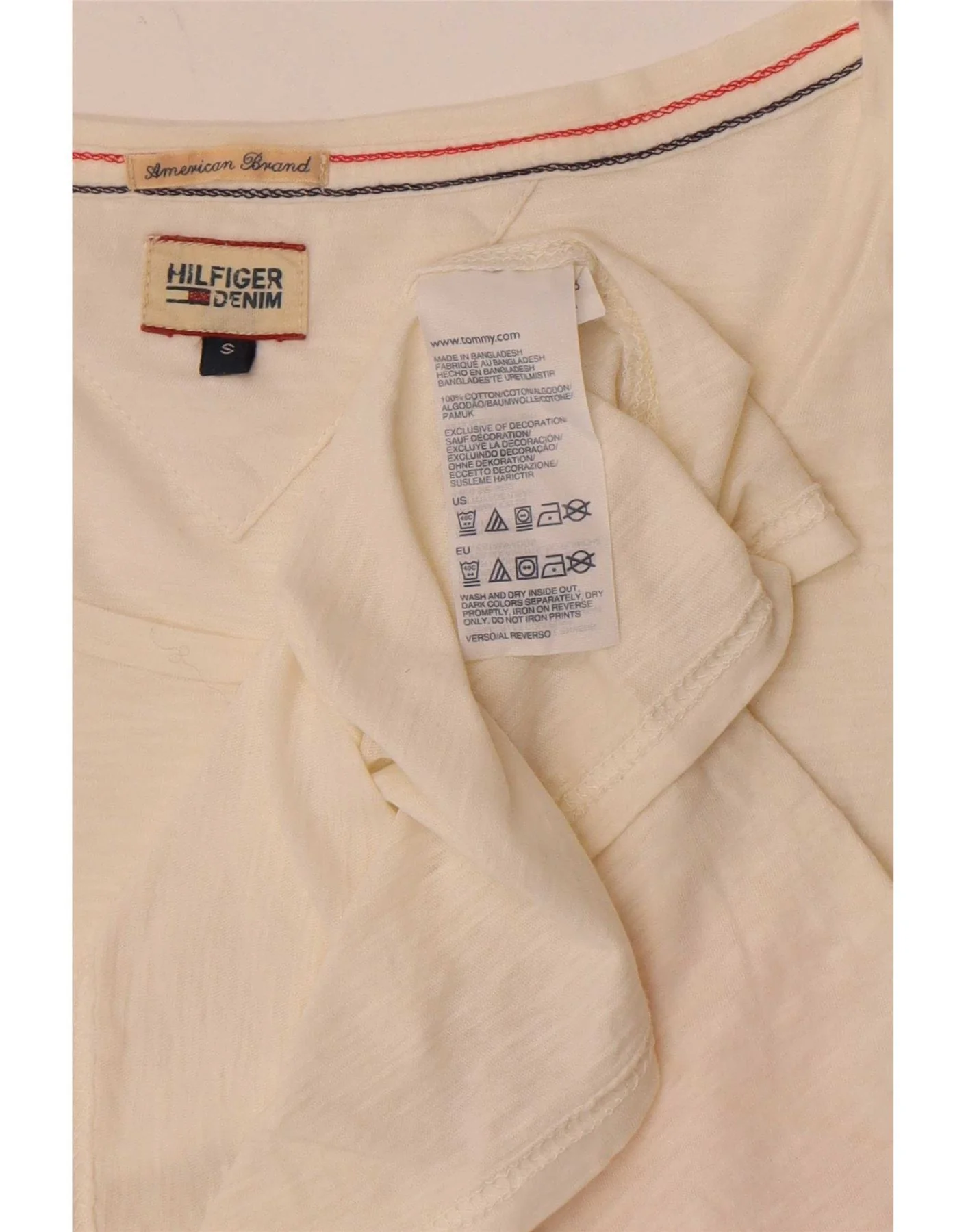 Tommy Hilfiger Womens Graphic T-Shirt Top UK 8 Small White Cotton - Image 3