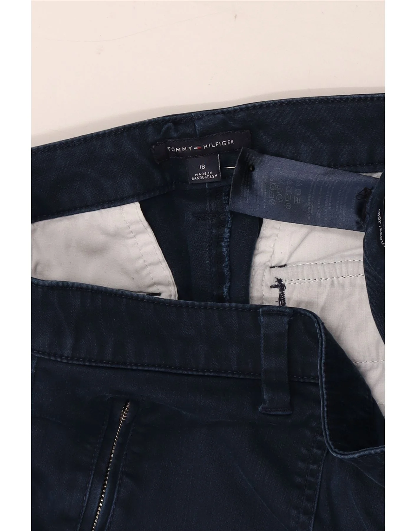 Tommy Hilfiger Womens High Waist Cropped Trousers US 18 2XL W38 L24 Navy Bl - Image 3