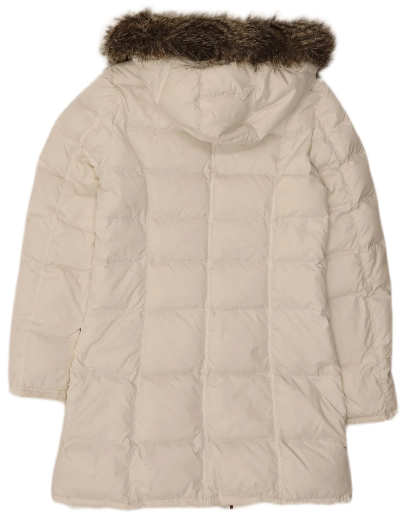 Tommy Hilfiger Womens Hooded Padded Coat UK 12 Medium White Polyester - Image 2