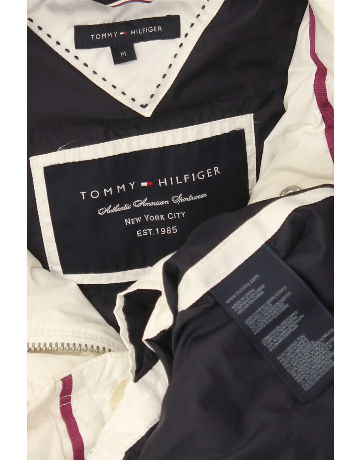 Tommy Hilfiger Womens Hooded Padded Coat UK 12 Medium White Polyester - Image 4