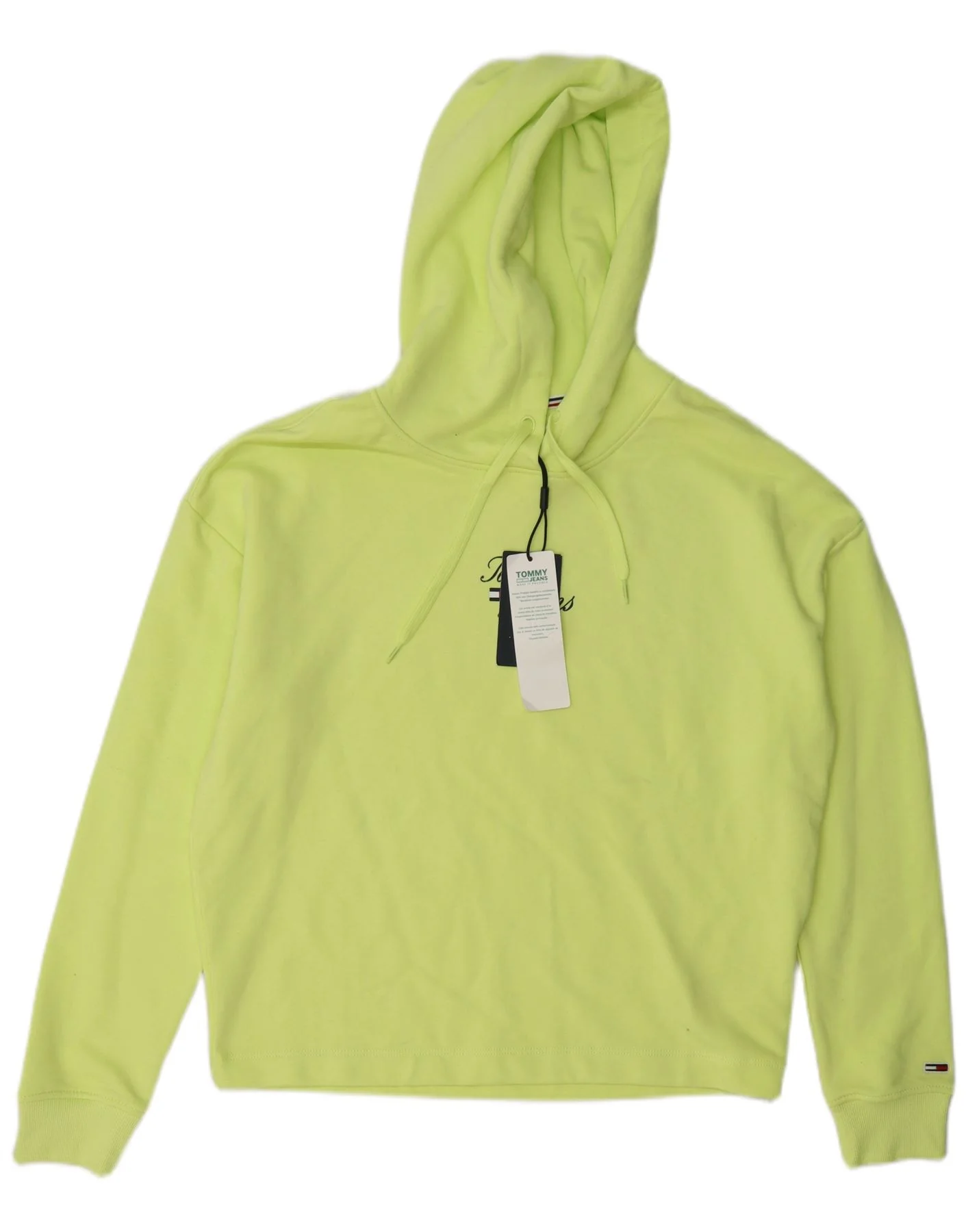 Tommy Hilfiger Womens Hoodie Jumper UK 14 Medium Green Cotton