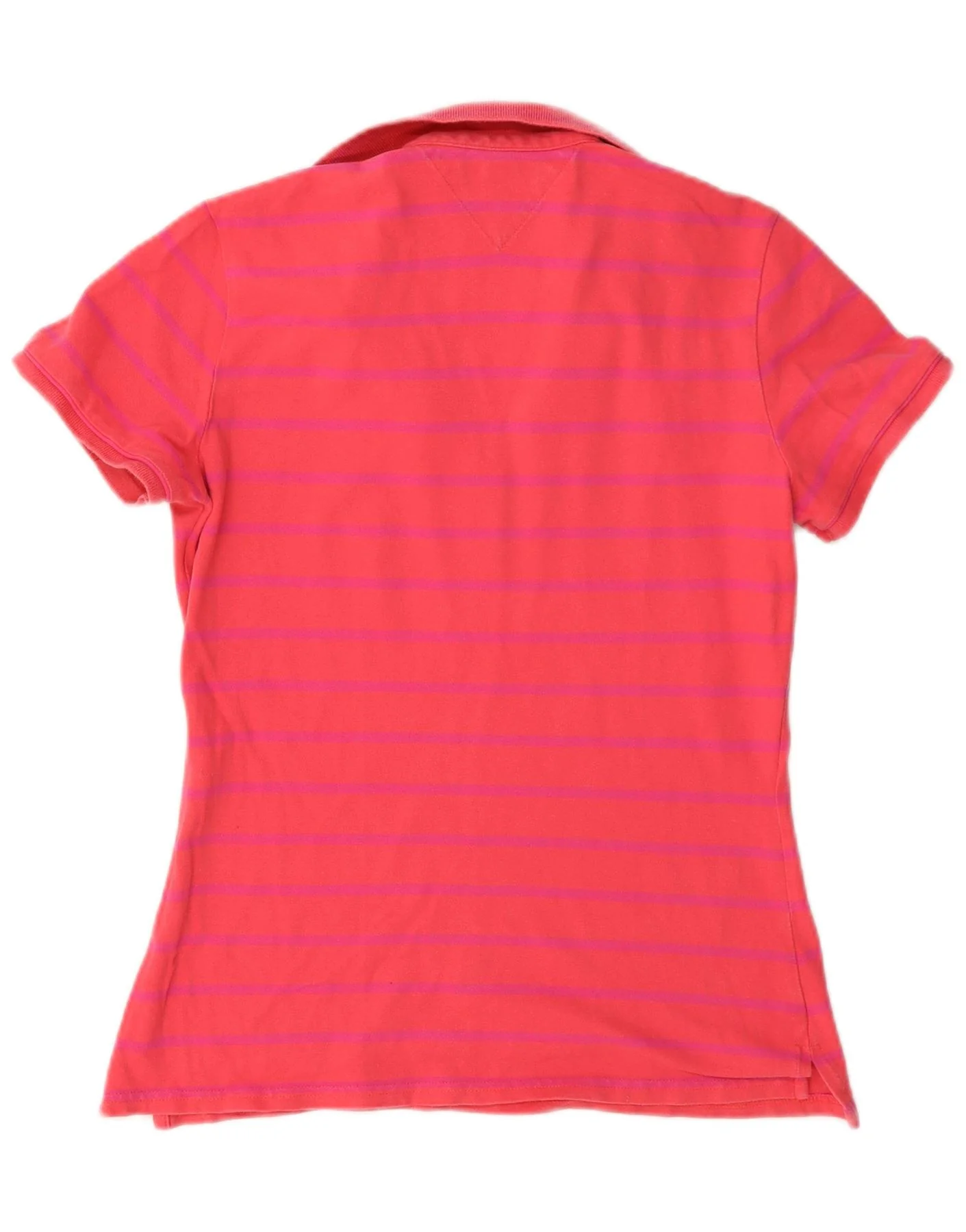 Tommy Hilfiger Womens Regular Fit Polo Shirt UK 14 Medium Red Striped - Image 2