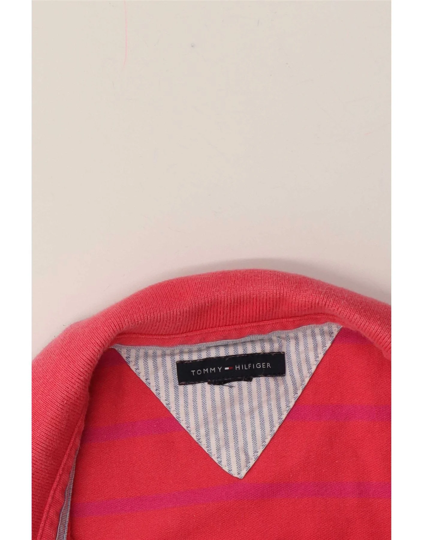 Tommy Hilfiger Womens Regular Fit Polo Shirt UK 14 Medium Red Striped - Image 3