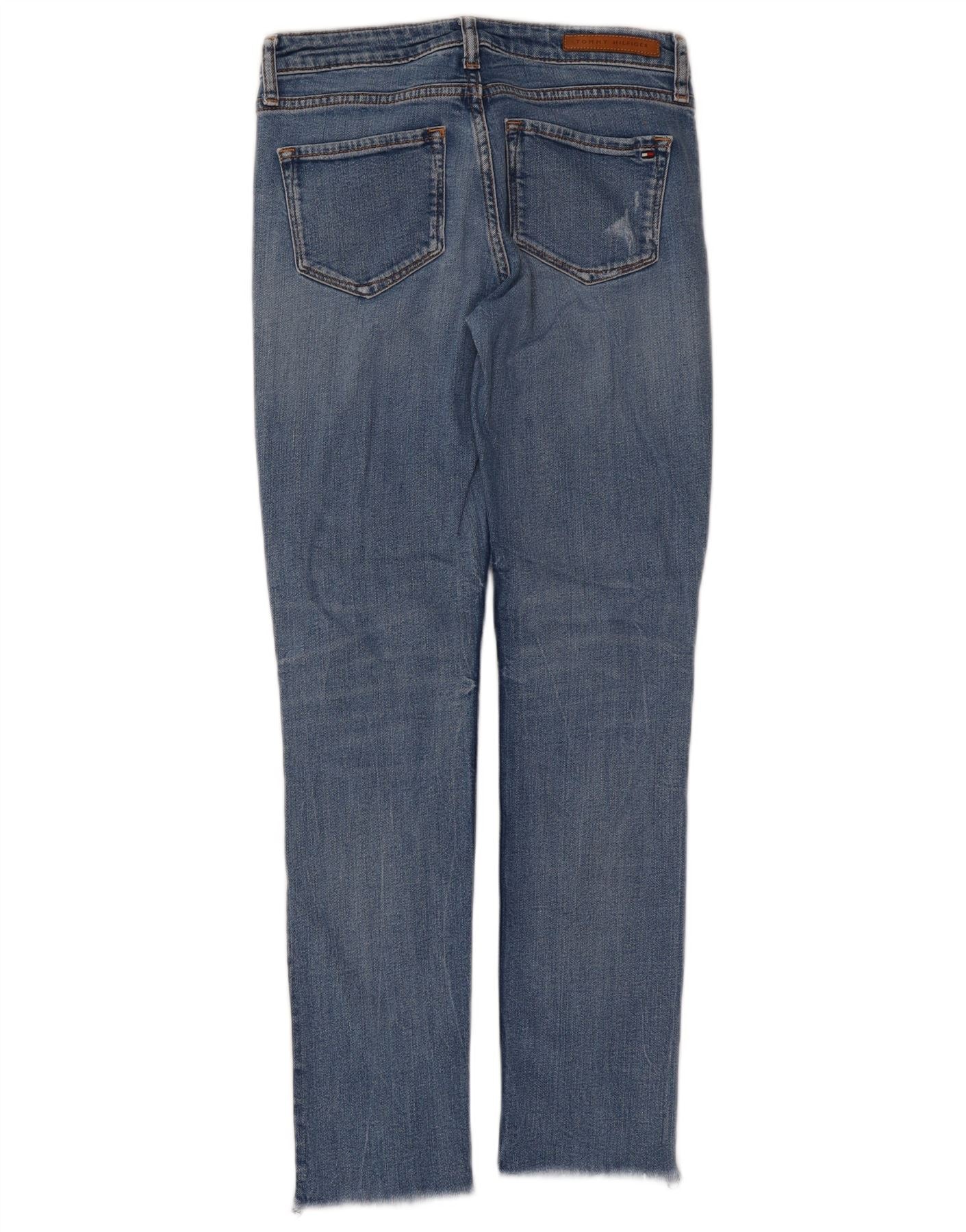 Tommy Hilfiger Womens Rome Distressed Straight Jeans W26 L27 Blue Cotton - Image 2