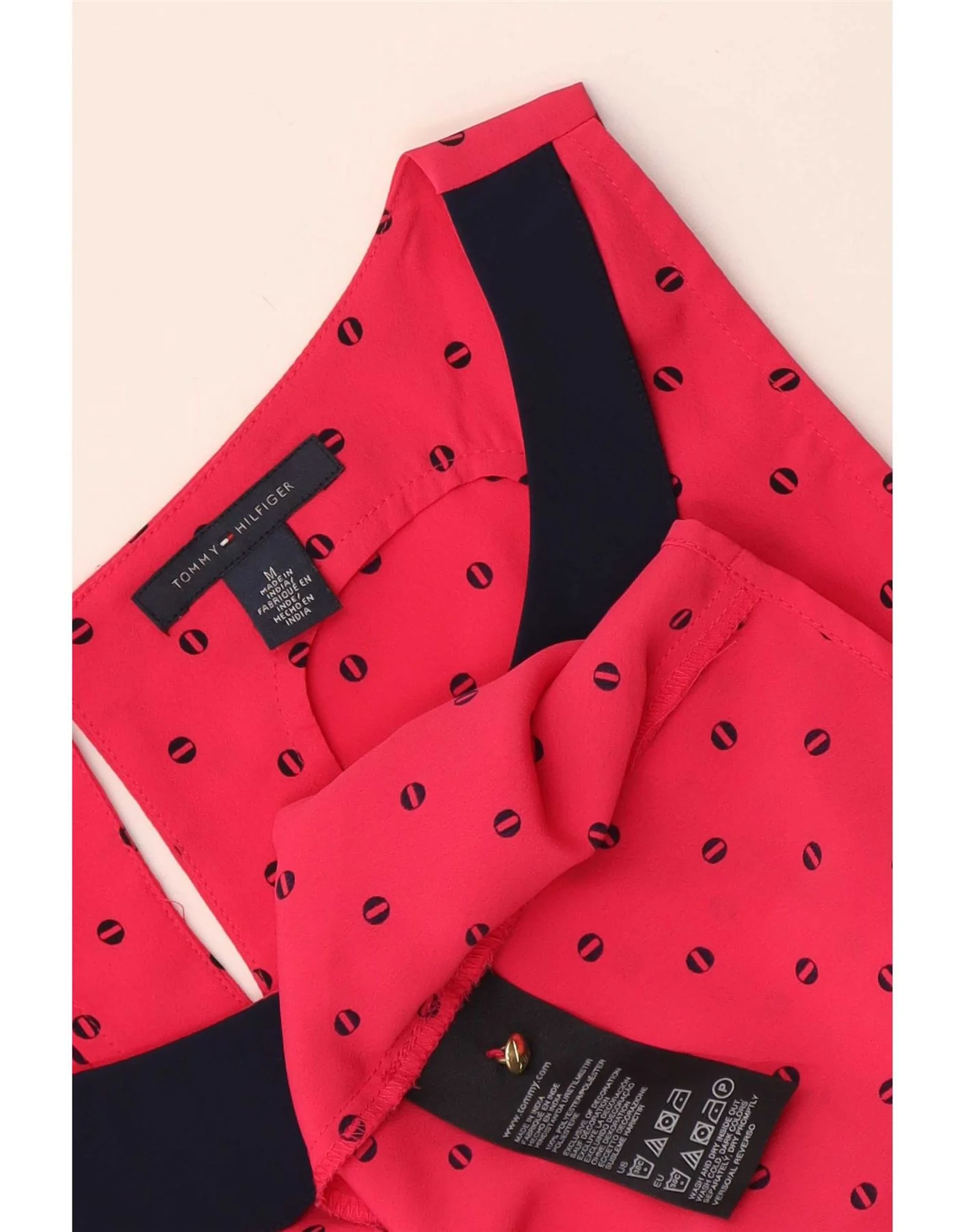 Tommy Hilfiger Womens Sleeveless Blouse Top UK 14 Medium Red Spotted - Image 3
