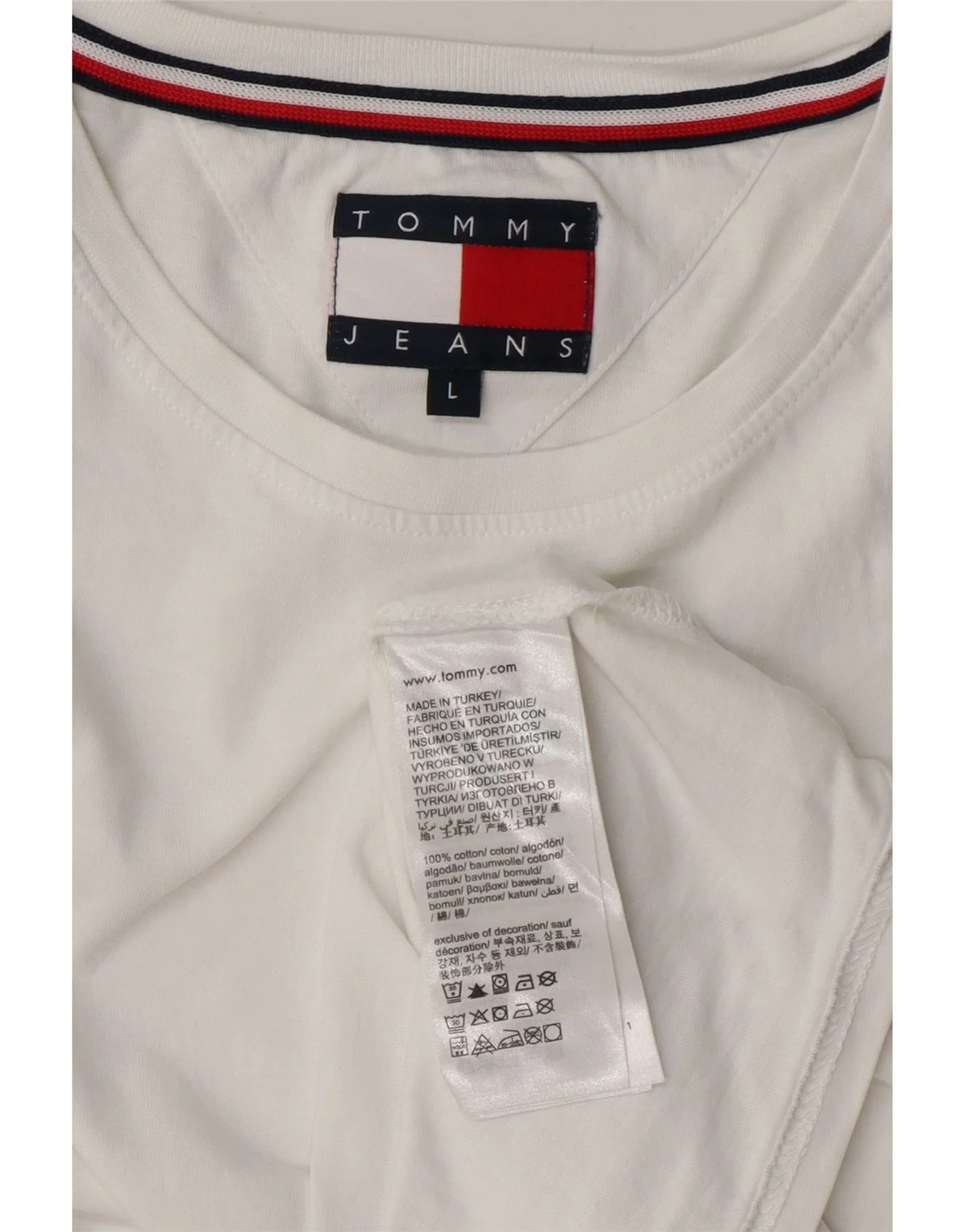 Tommy Hilfiger Womens T-Shirt Top UK 16 Large White Cotton - Image 4