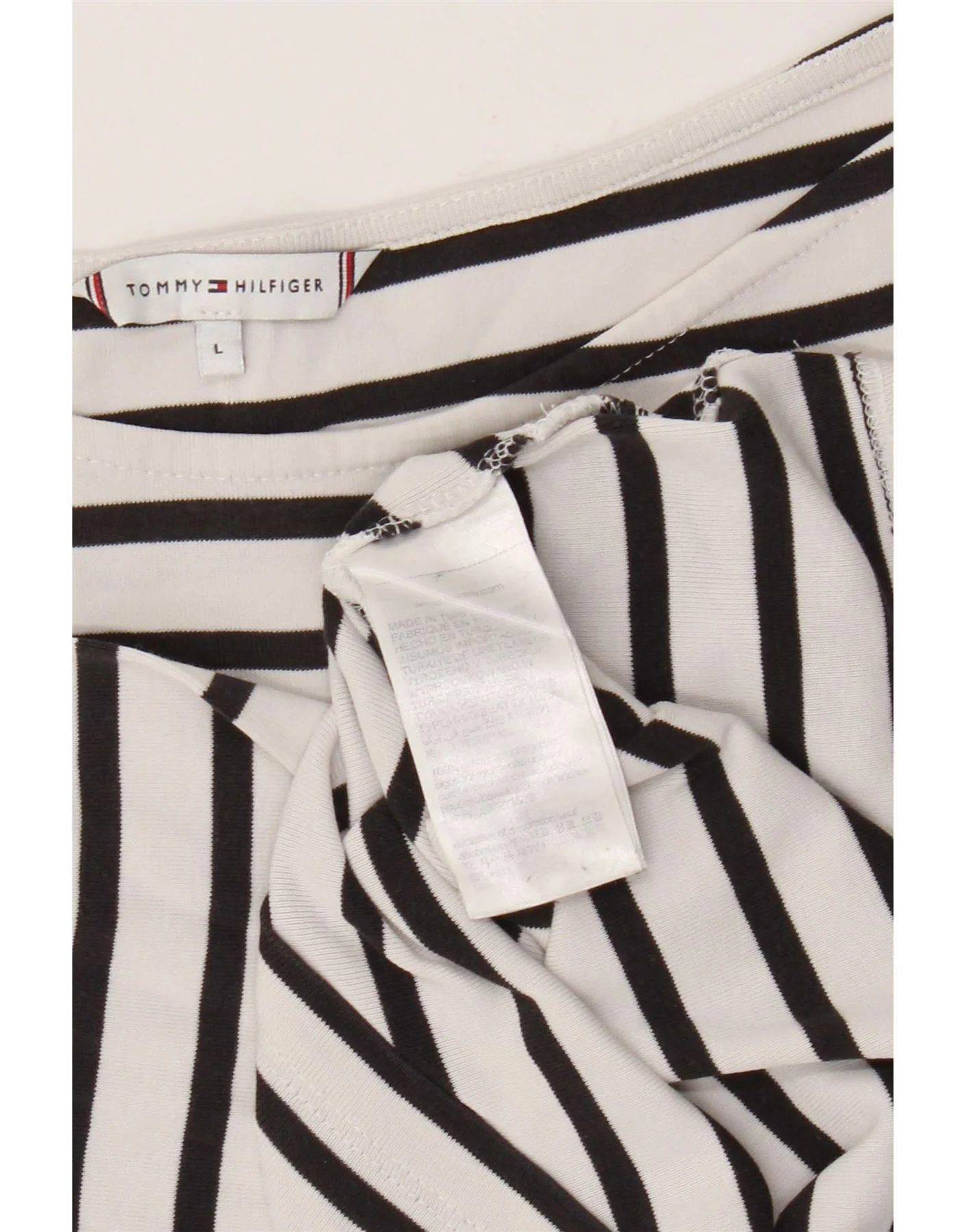 Tommy Hilfiger Womens Top 3/4 Sleeve UK 14 Large White Striped Cotton - Image 3