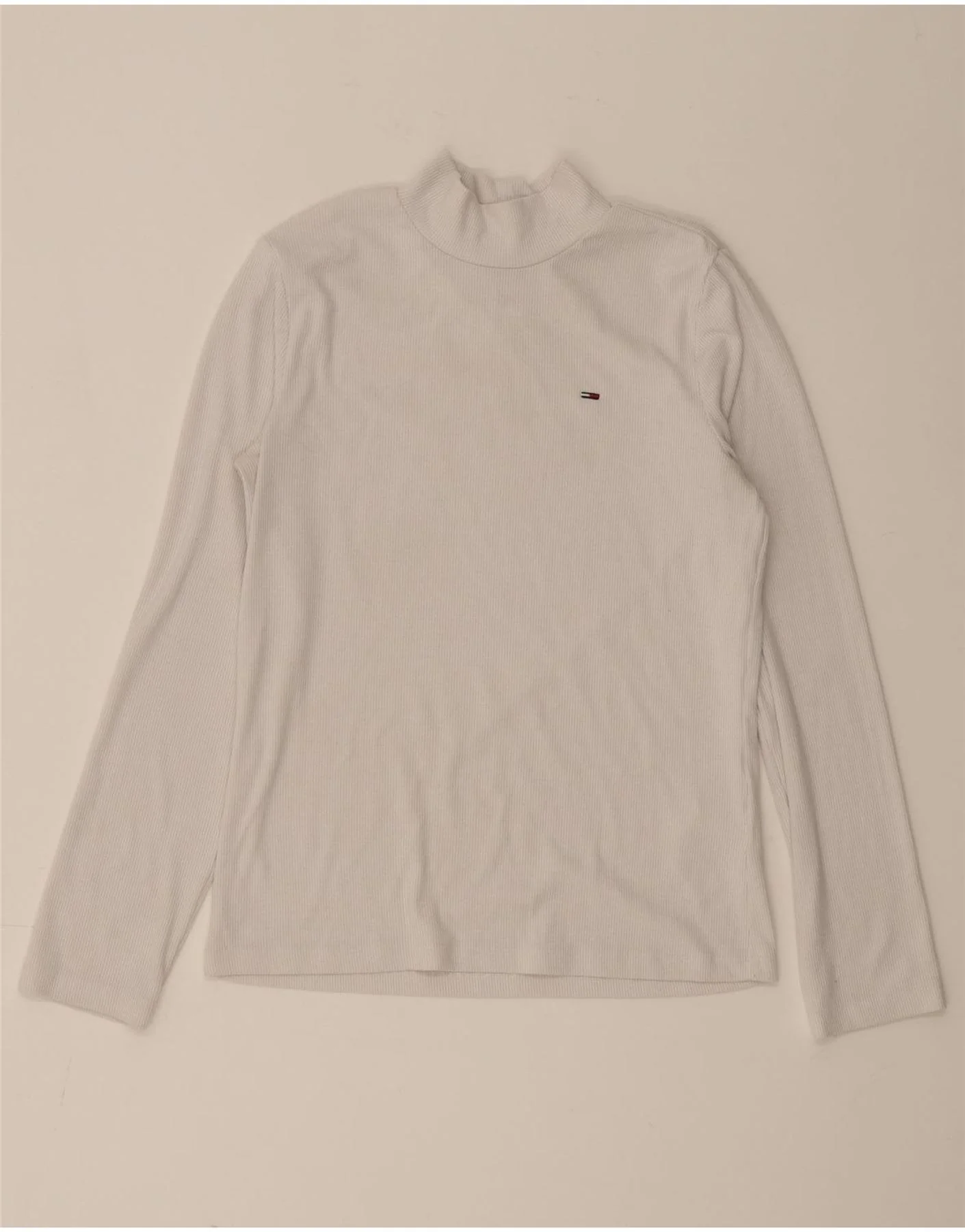 Tommy Hilfiger Womens Top Long Sleeve UK 12 Medium White Polyester