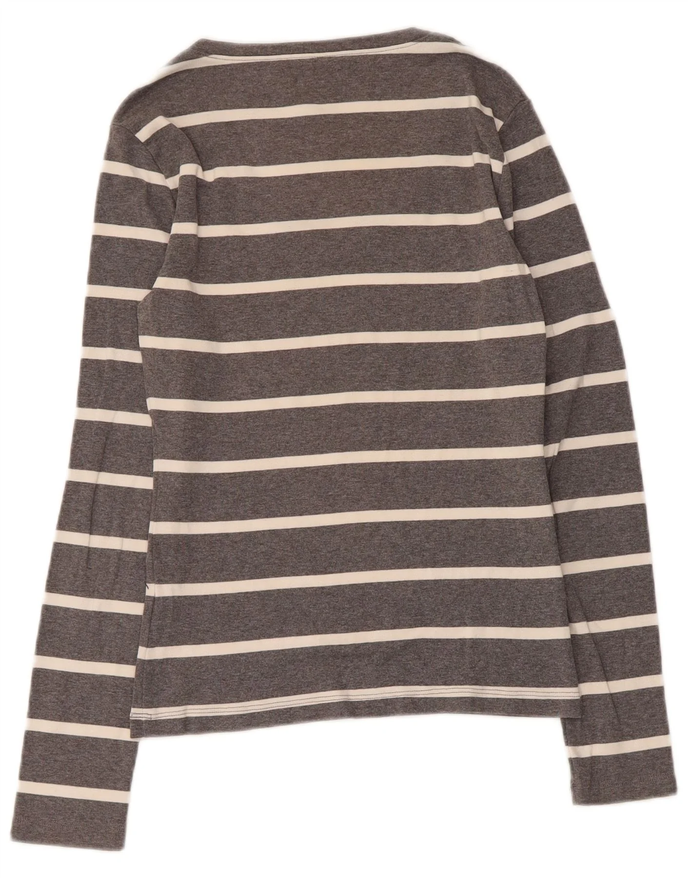 Tommy Hilfiger Womens Top Long Sleeve UK 8 Small Grey Striped Cotton - Image 2