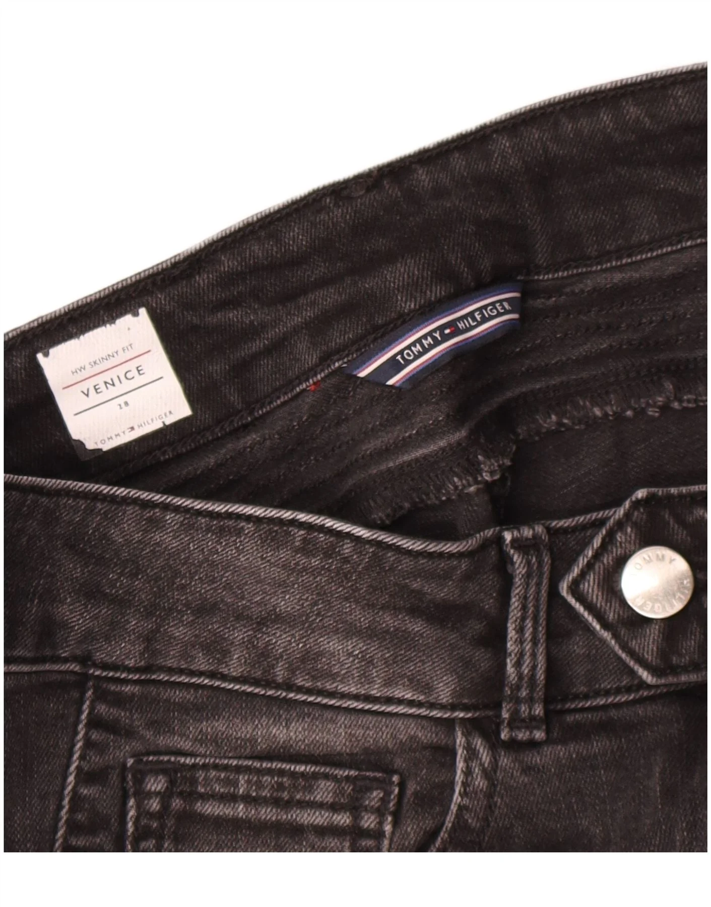 Tommy Hilfiger Womens Venice Cargo Skinny Jeans W28 L28 Grey Cotton Biker - Image 4