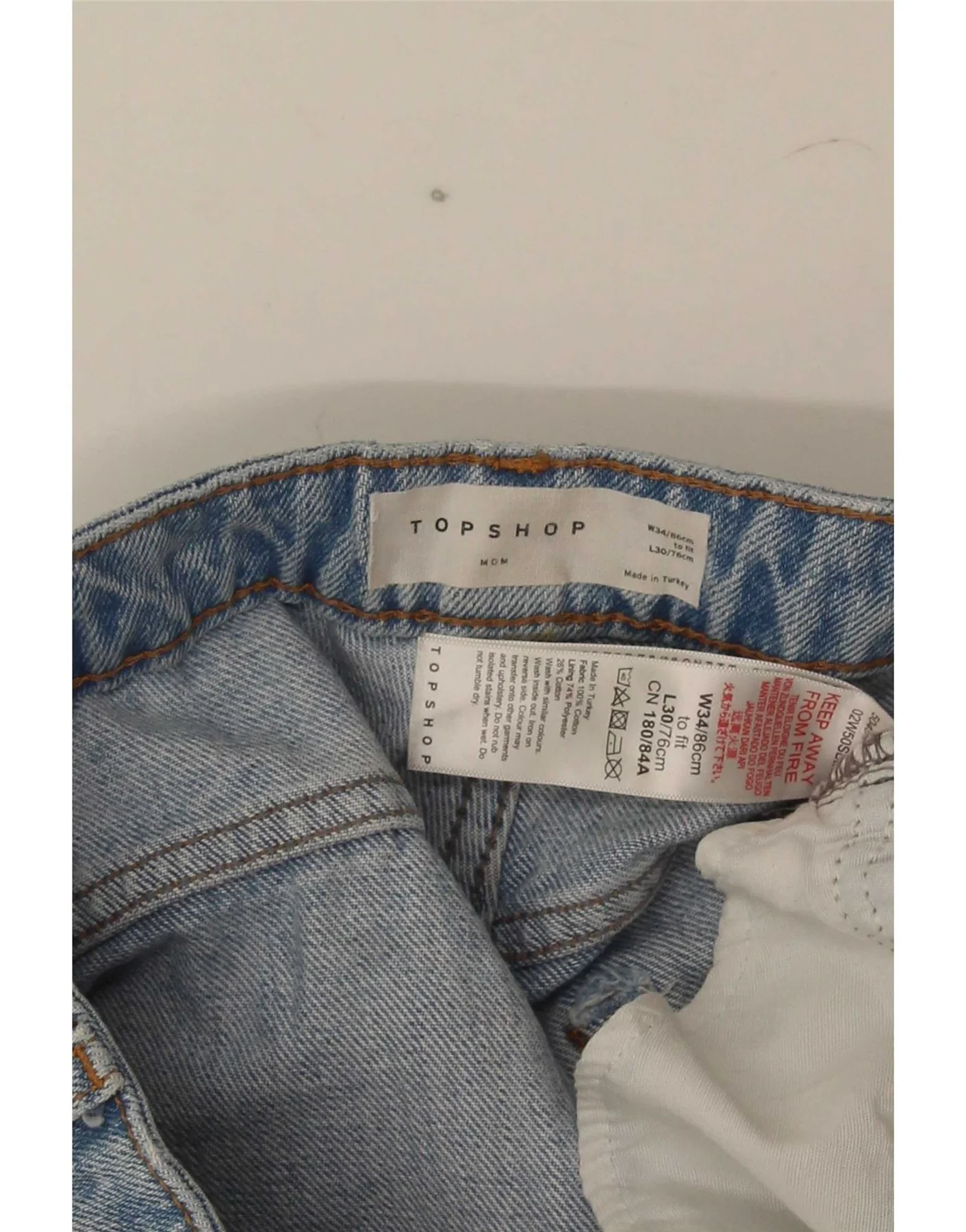Topshop Mens Mom Distressed Tapered Jeans W34 L30 Blue Cotton - Image 4