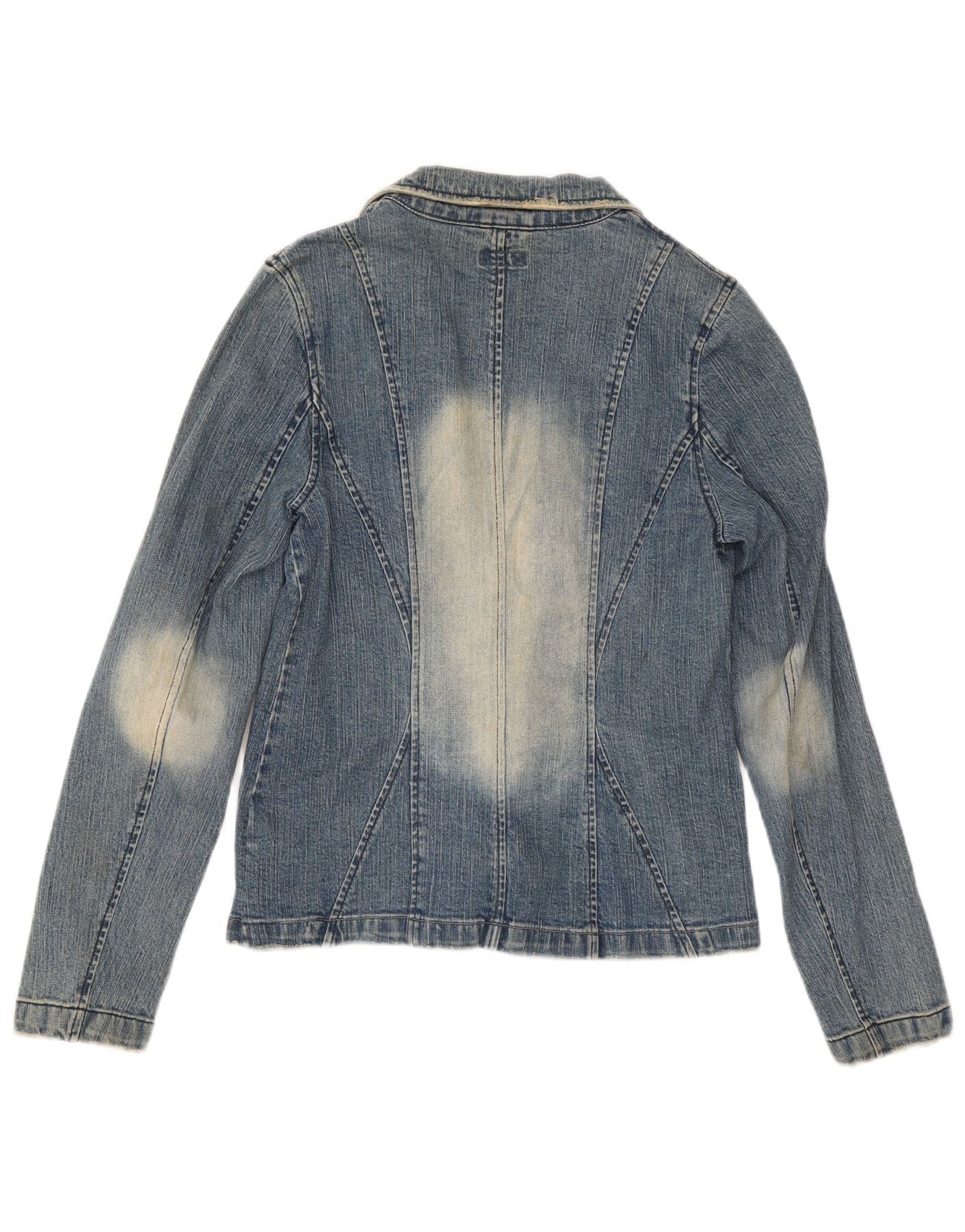 Topshop Womens 2 Button Denim Blazer Jacket UK 14 Medium Blue Cotton - Image 2