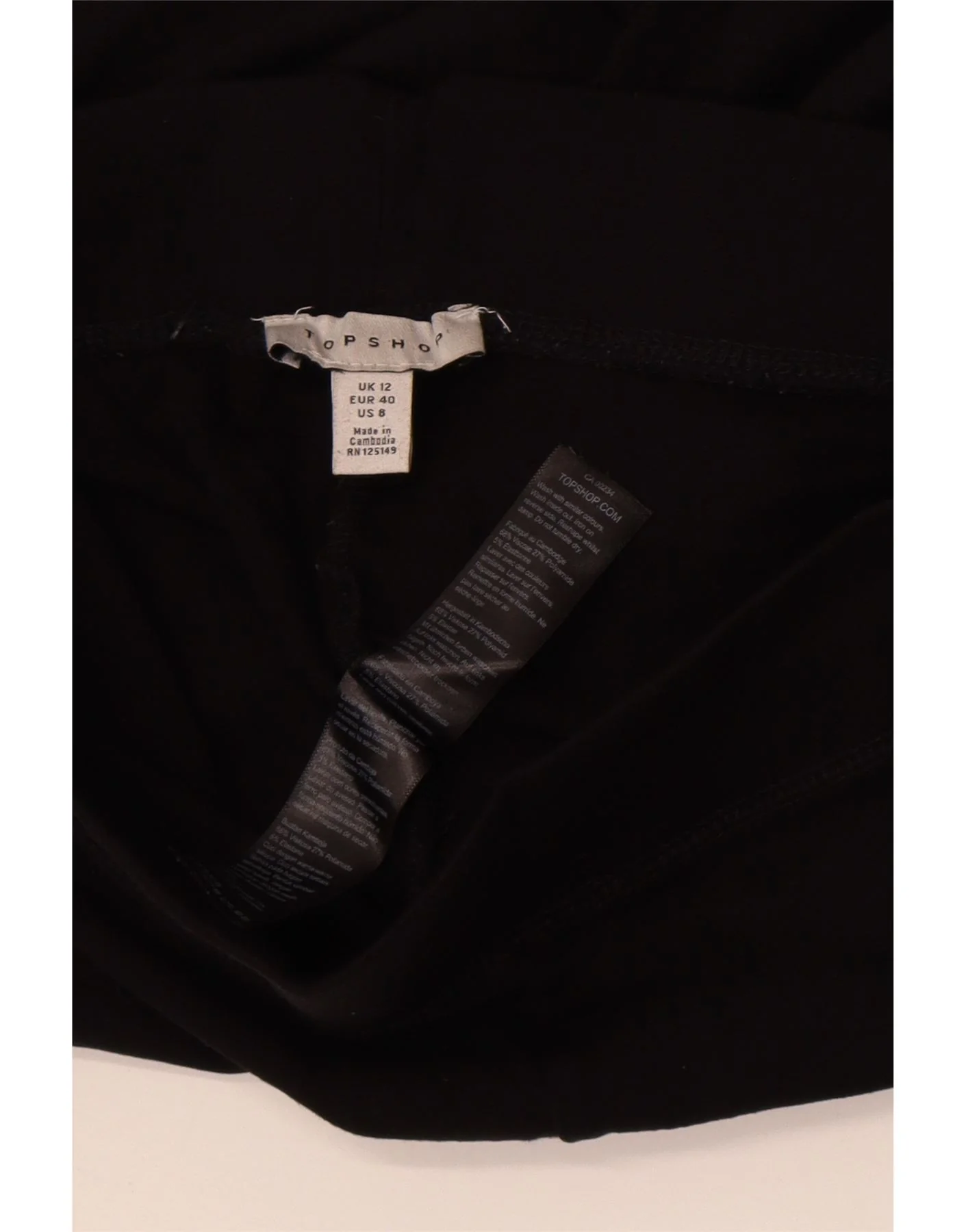 Topshop Womens Capri Leggings UK 12 Medium Black Viscose - Image 3