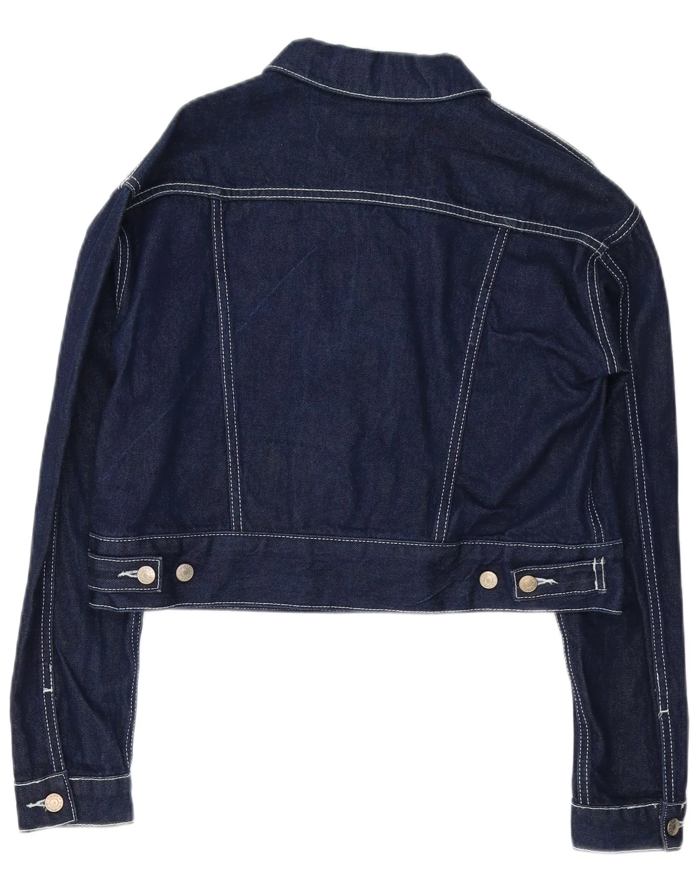 Topshop Womens Crop Denim Jacket UK 14 Large Navy Blue Cotton - Image 2
