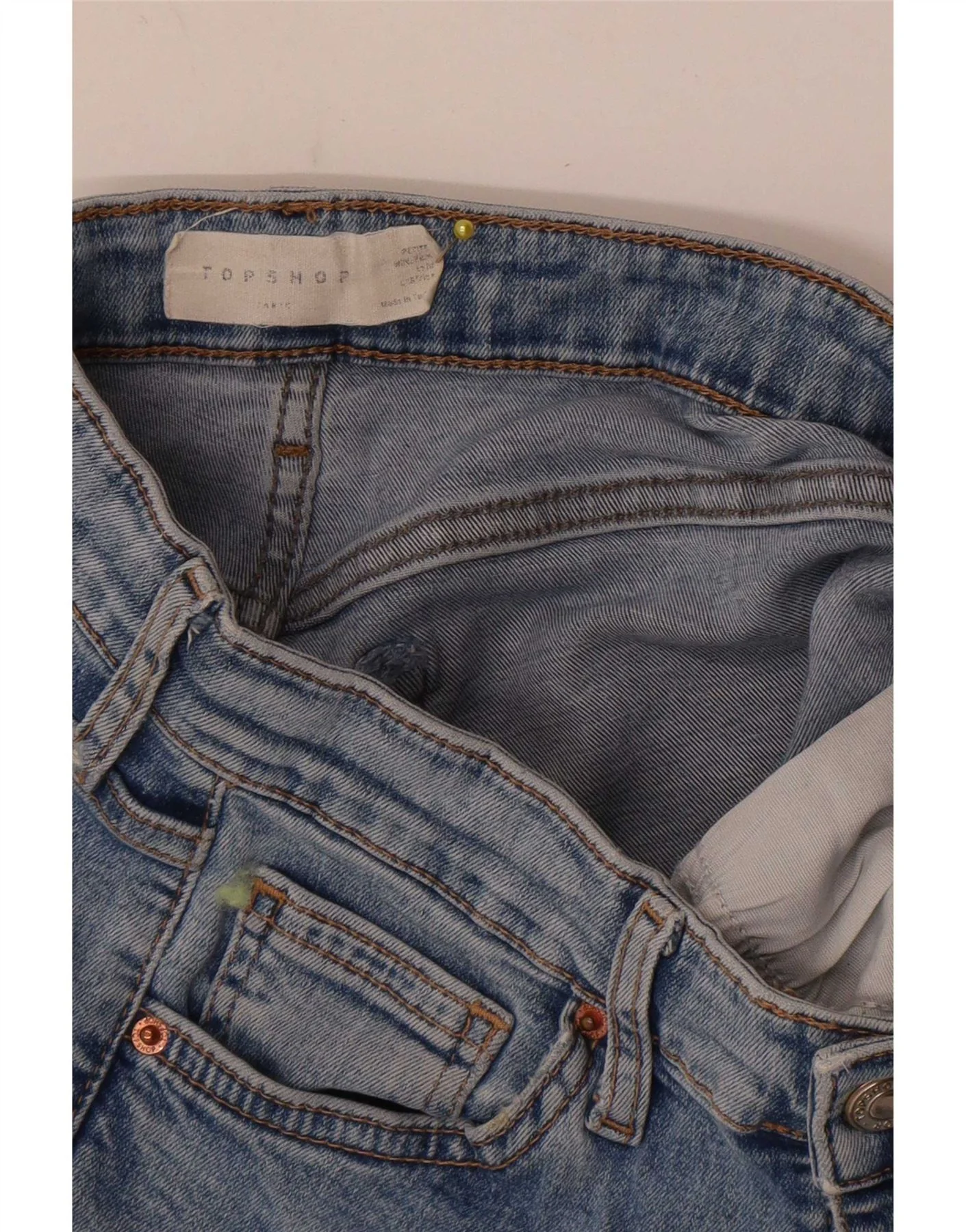 Topshop Womens Distressed Skinny Jeans W24 L25 Blue - Image 3