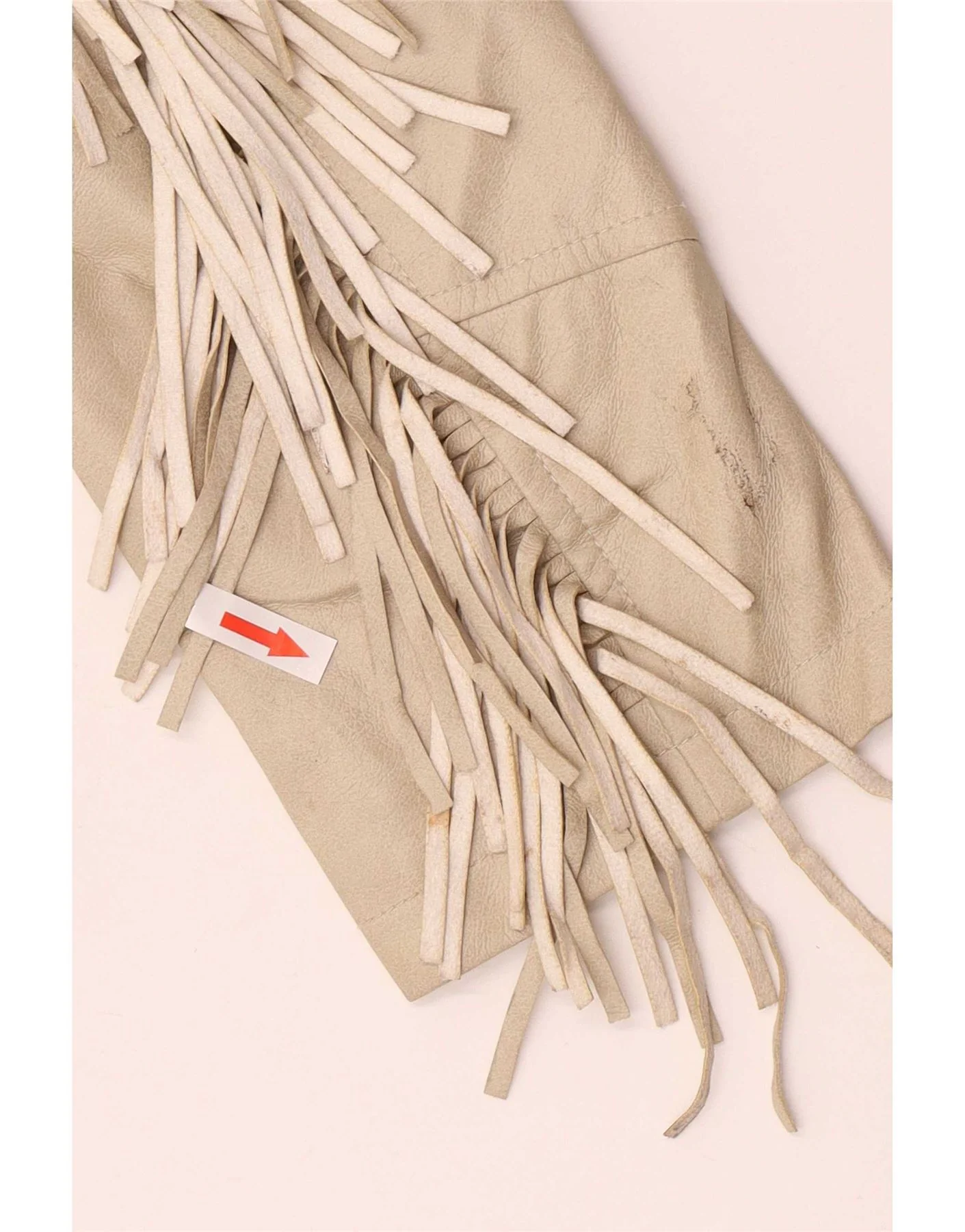 Topshop Womens Faux Leather Jacket UK 6 XS Beige Polyurethane Western - Image 3