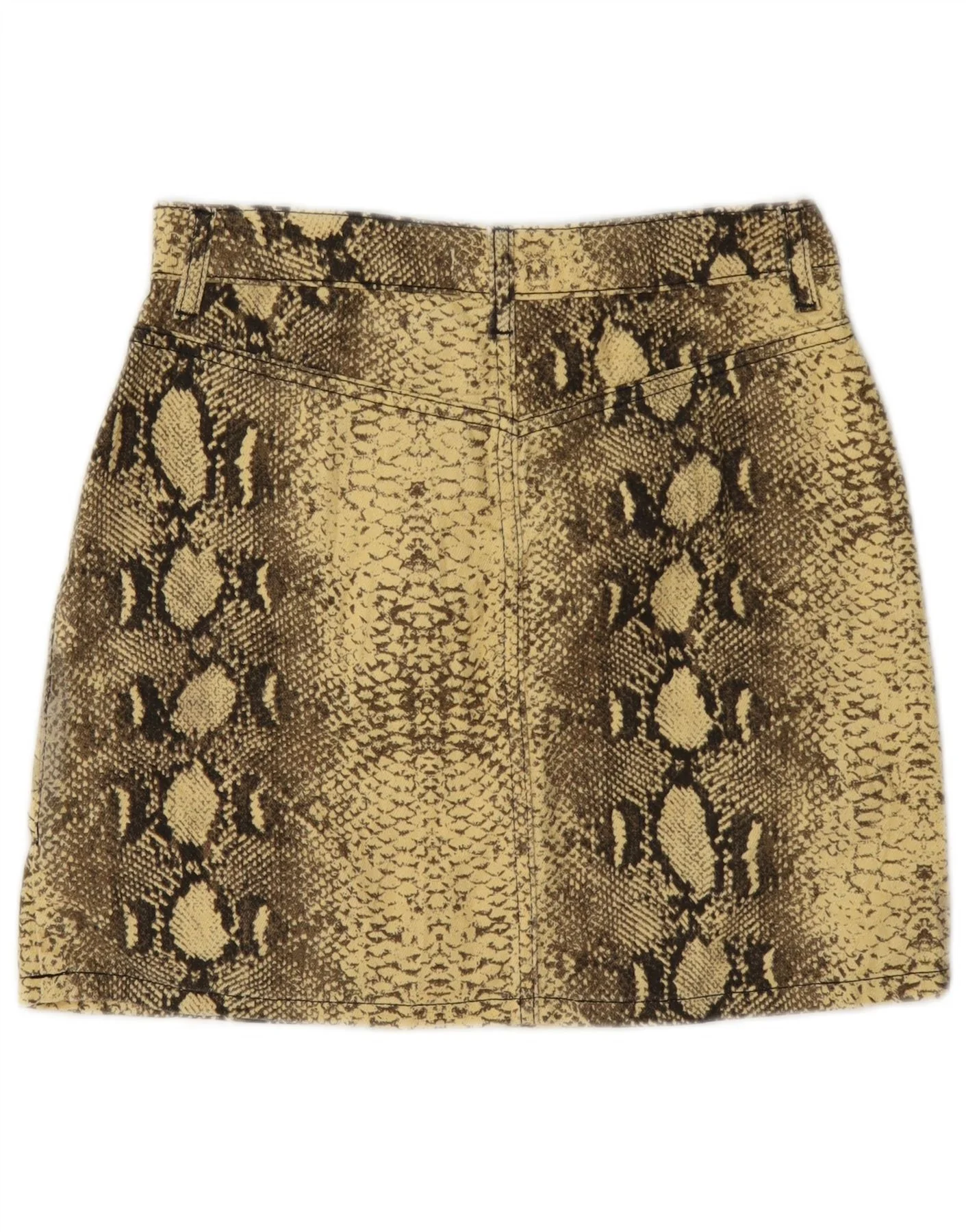Topshop Womens Graphic Mini Skirt UK 8 Small W26 Yellow Animal Print Cotton - Image 2