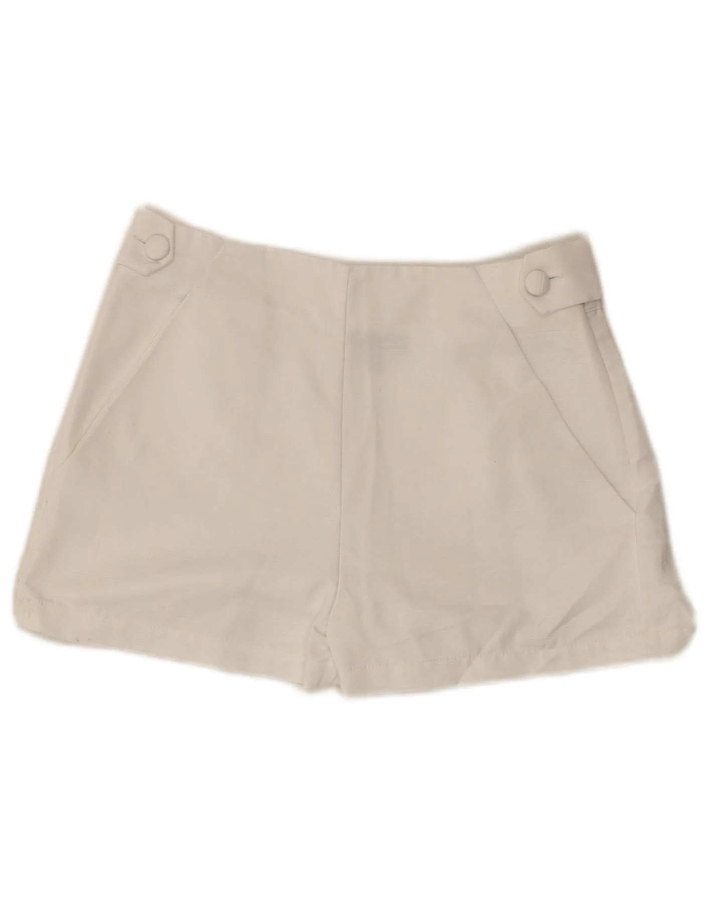 Topshop Womens High Waist Chino Shorts UK 10 Small W28 White Polyester