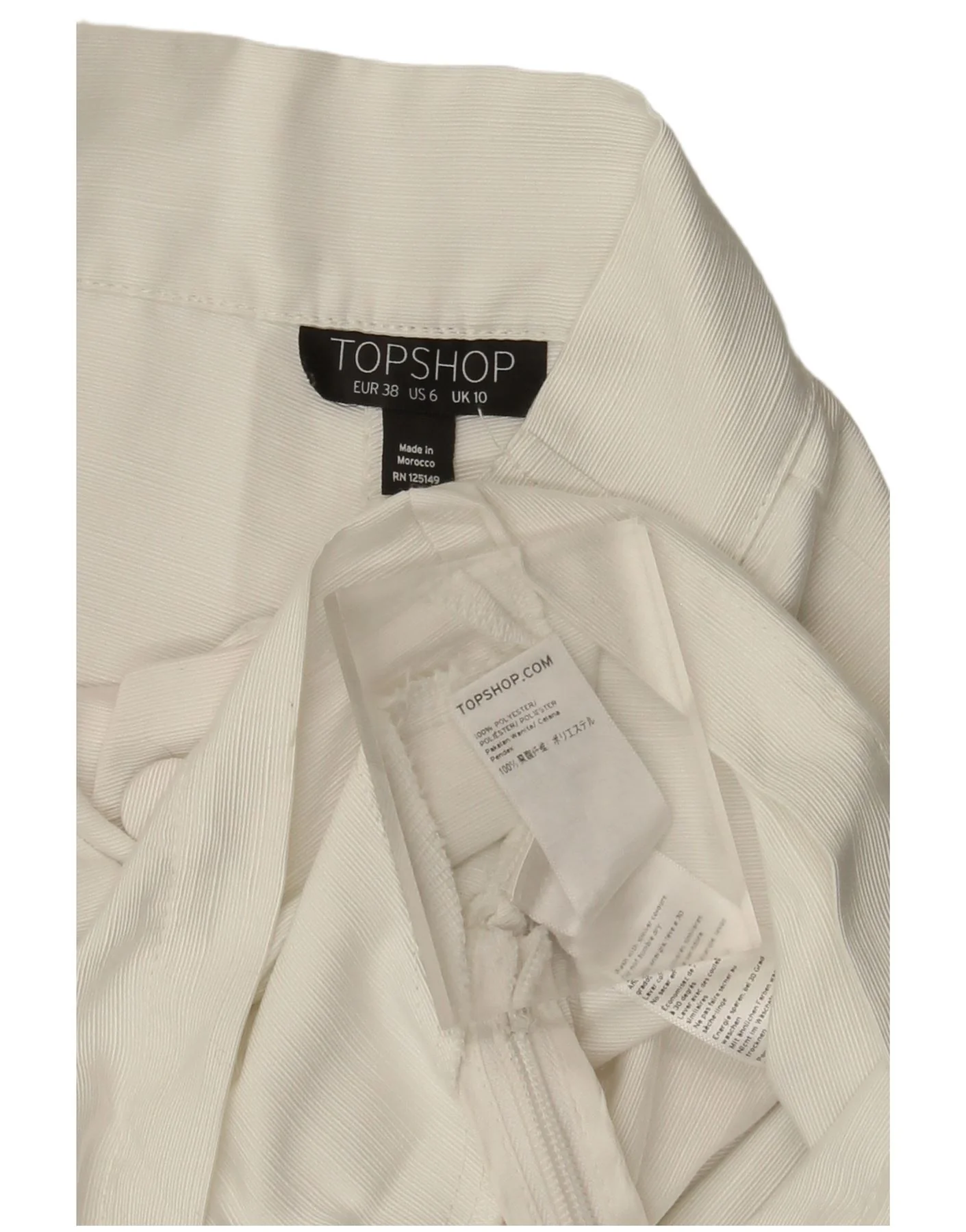 Topshop Womens High Waist Chino Shorts UK 10 Small W28 White Polyester - Image 4