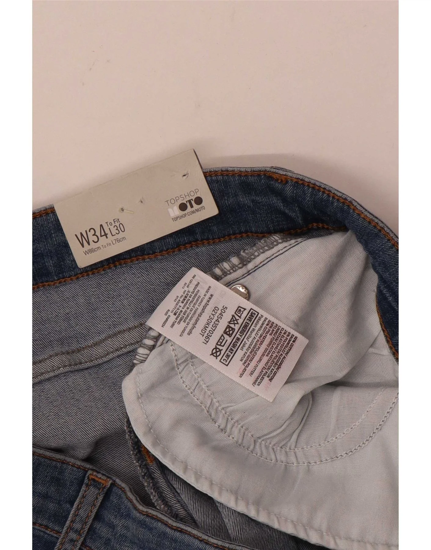 Topshop Womens Jamie Distressed High Waist Skinny Jeans W34 L28 Blue Cotton - Image 3