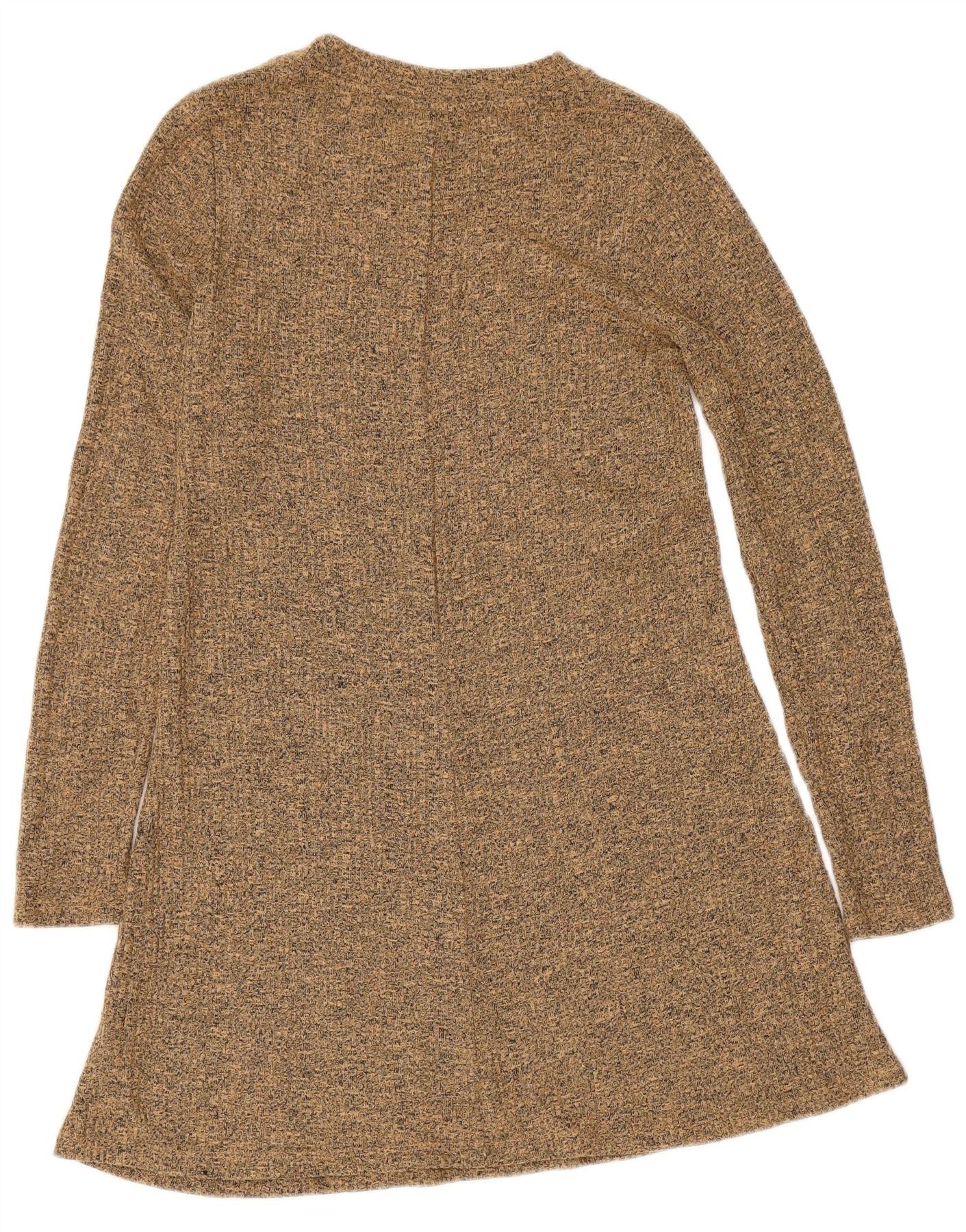 Topshop Womens Long Sleeve Jumper Dress UK 10 Small Beige Flecked Polyester - Image 2