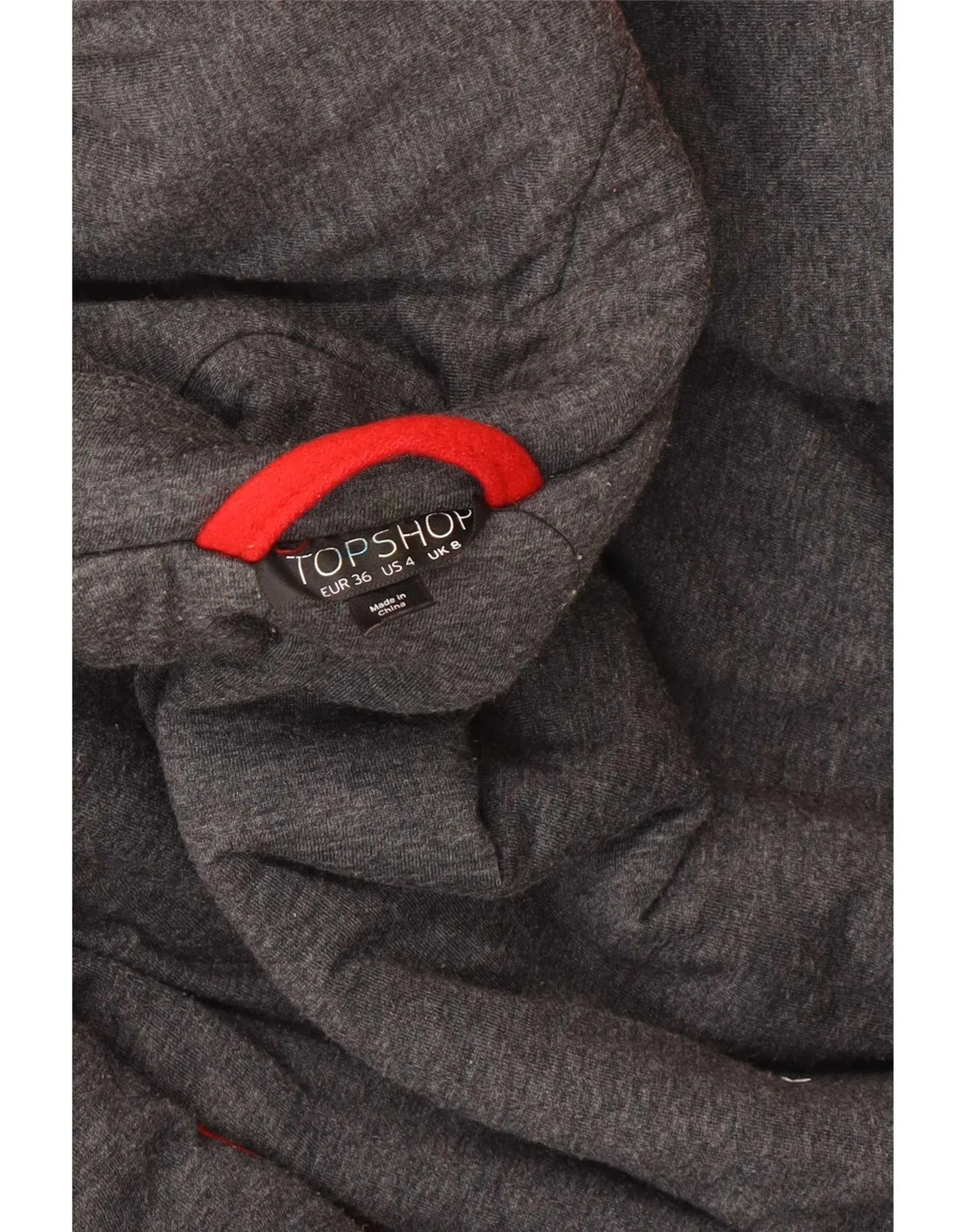 Topshop Womens Military Crop Hooded Duffle Jacket UK 8 Small Red Wool - Image 6
