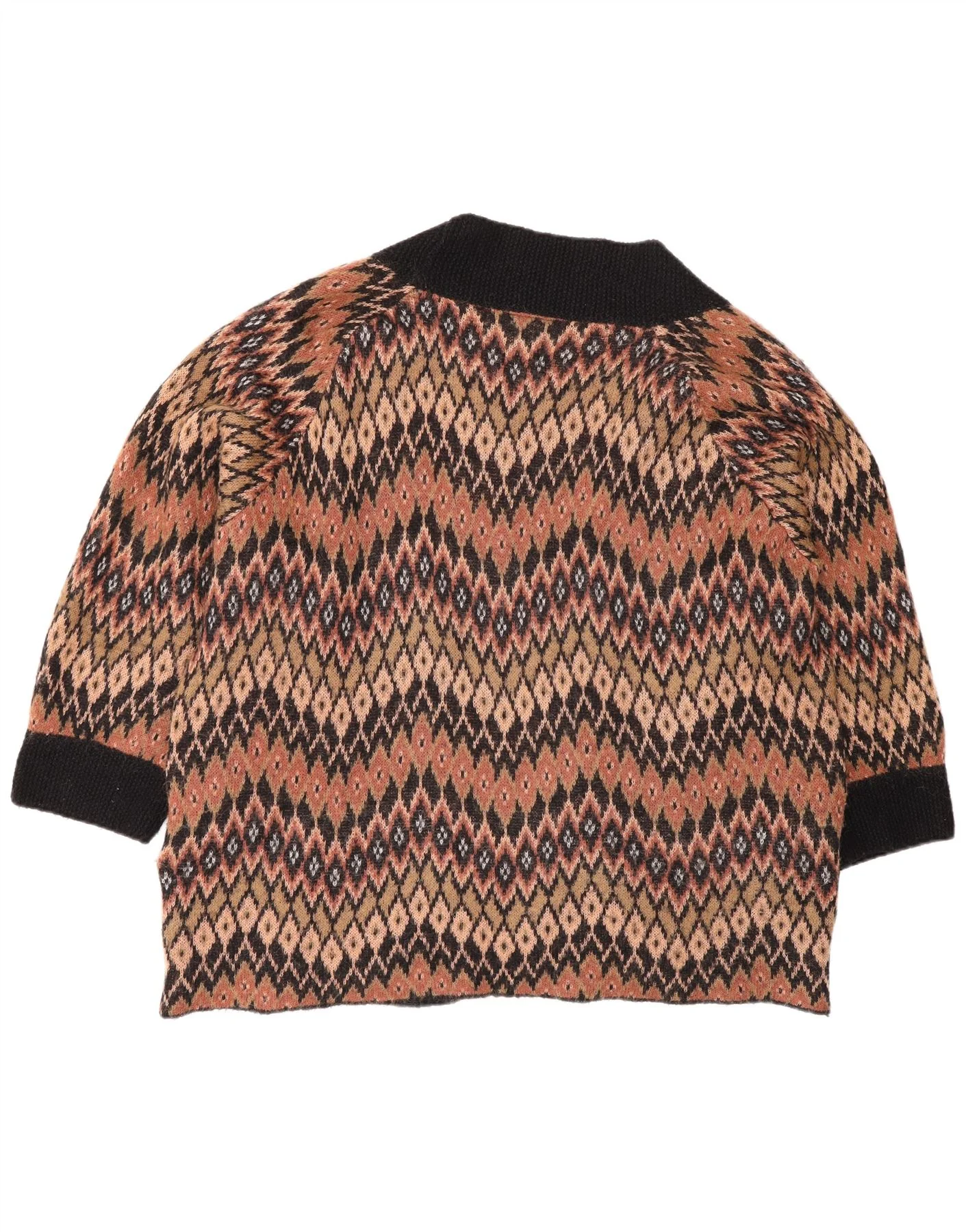 Topshop Womens Oversized Open Cardigan Sweater UK 12 Medium Brown Geometric - Image 2
