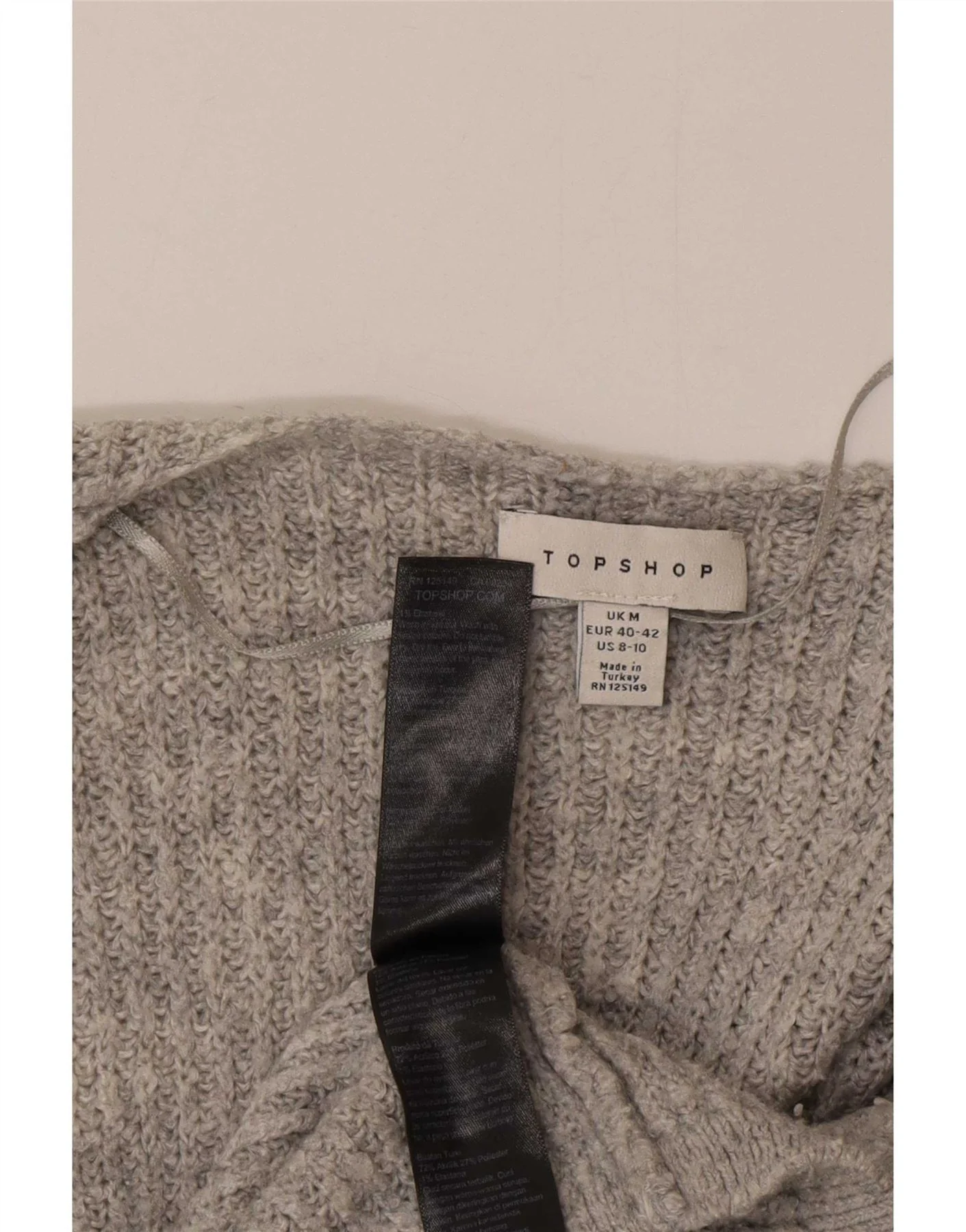 Topshop Womens Oversized Open Cardigan Sweater UK 14 Medium Grey Acrylic - Image 3