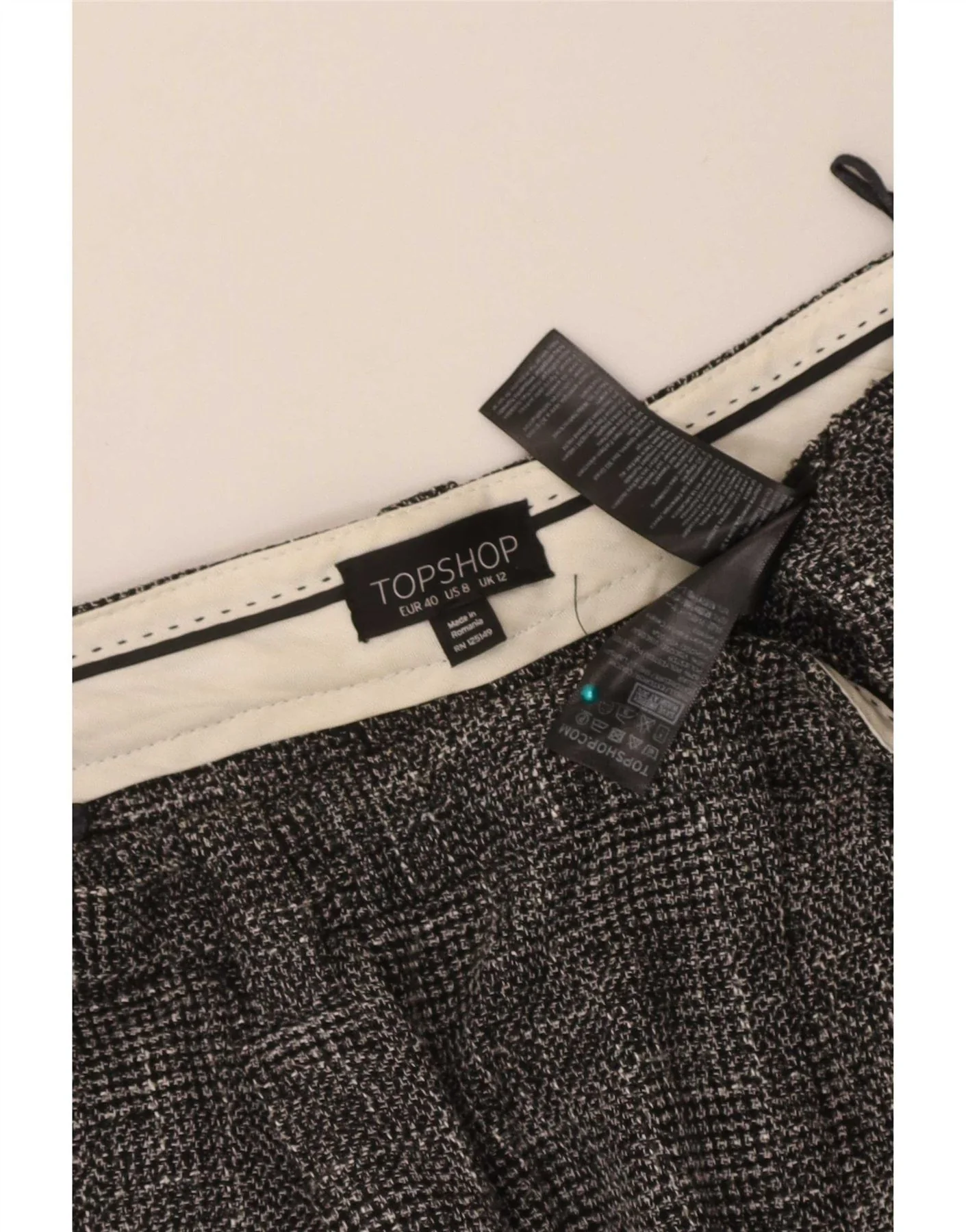 Topshop Womens Pegged Cropped Trousers UK 12 Medium W30 L24 Grey Check - Image 3