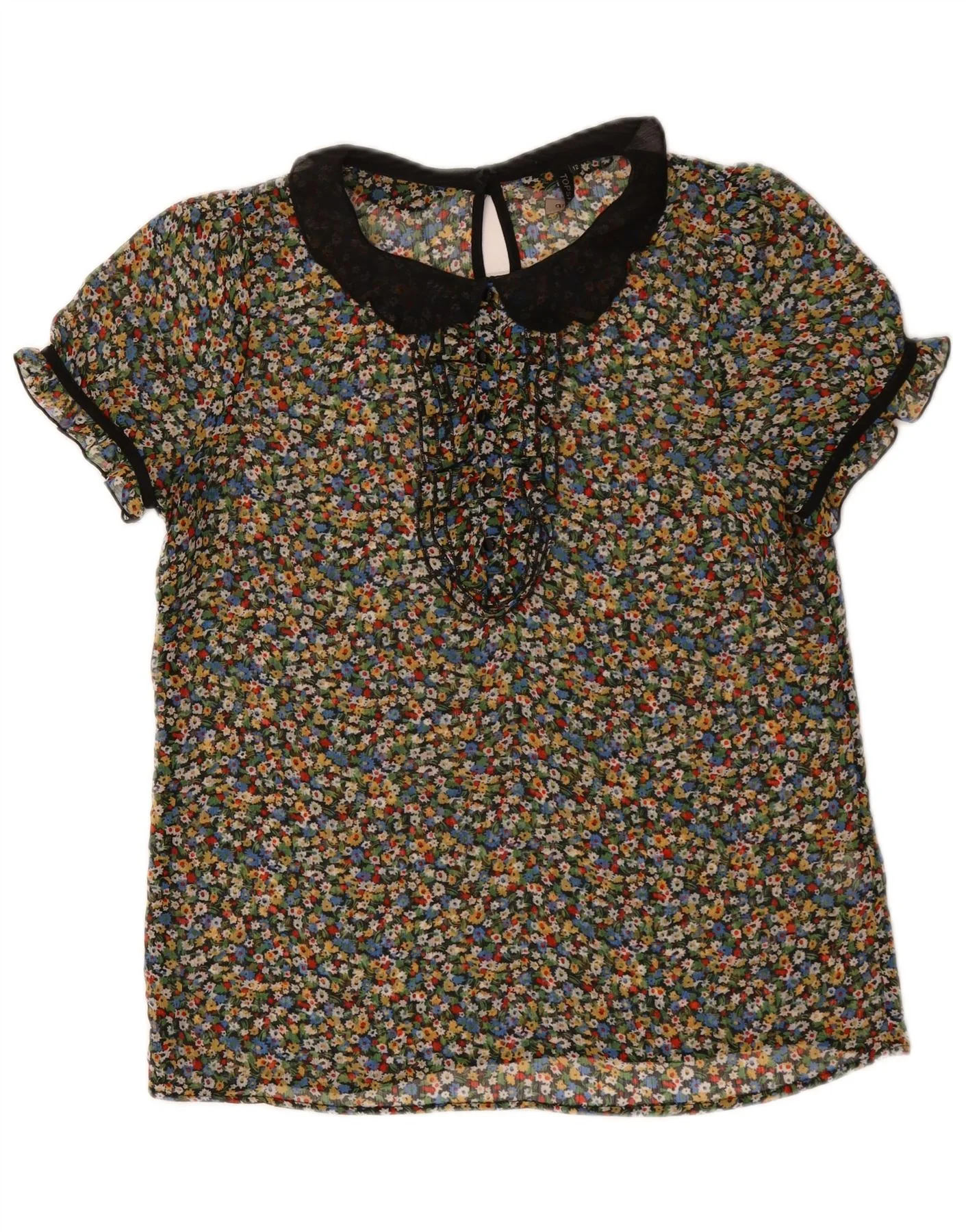Topshop Womens See Through Blouse Top UK 12 Medium Multicoloured Floral