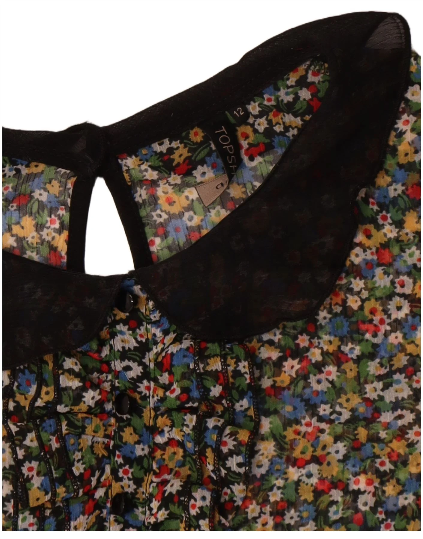 Topshop Womens See Through Blouse Top UK 12 Medium Multicoloured Floral - Image 3