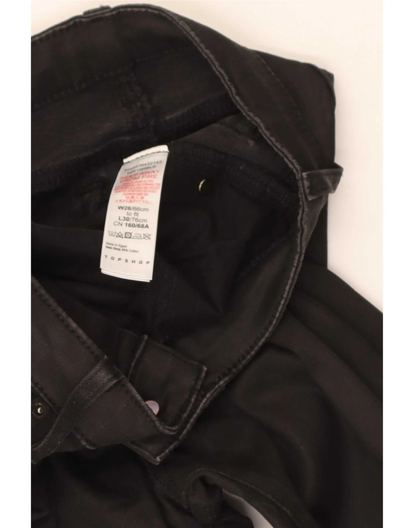 Topshop Womens Skinny Casual Trousers W26 L25 Black Cotton - Image 3