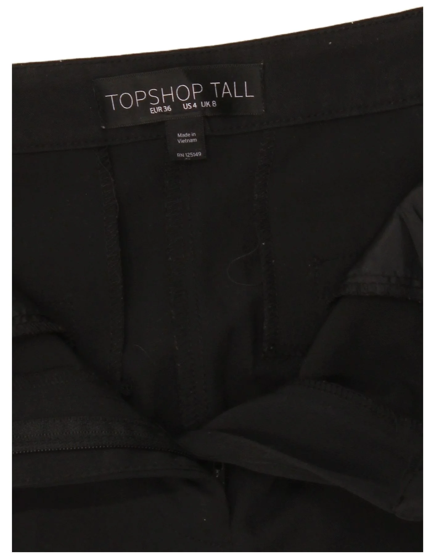 Topshop Womens Slim Chino Trousers UK 8 Small W26 L30 Black Polyester - Image 3