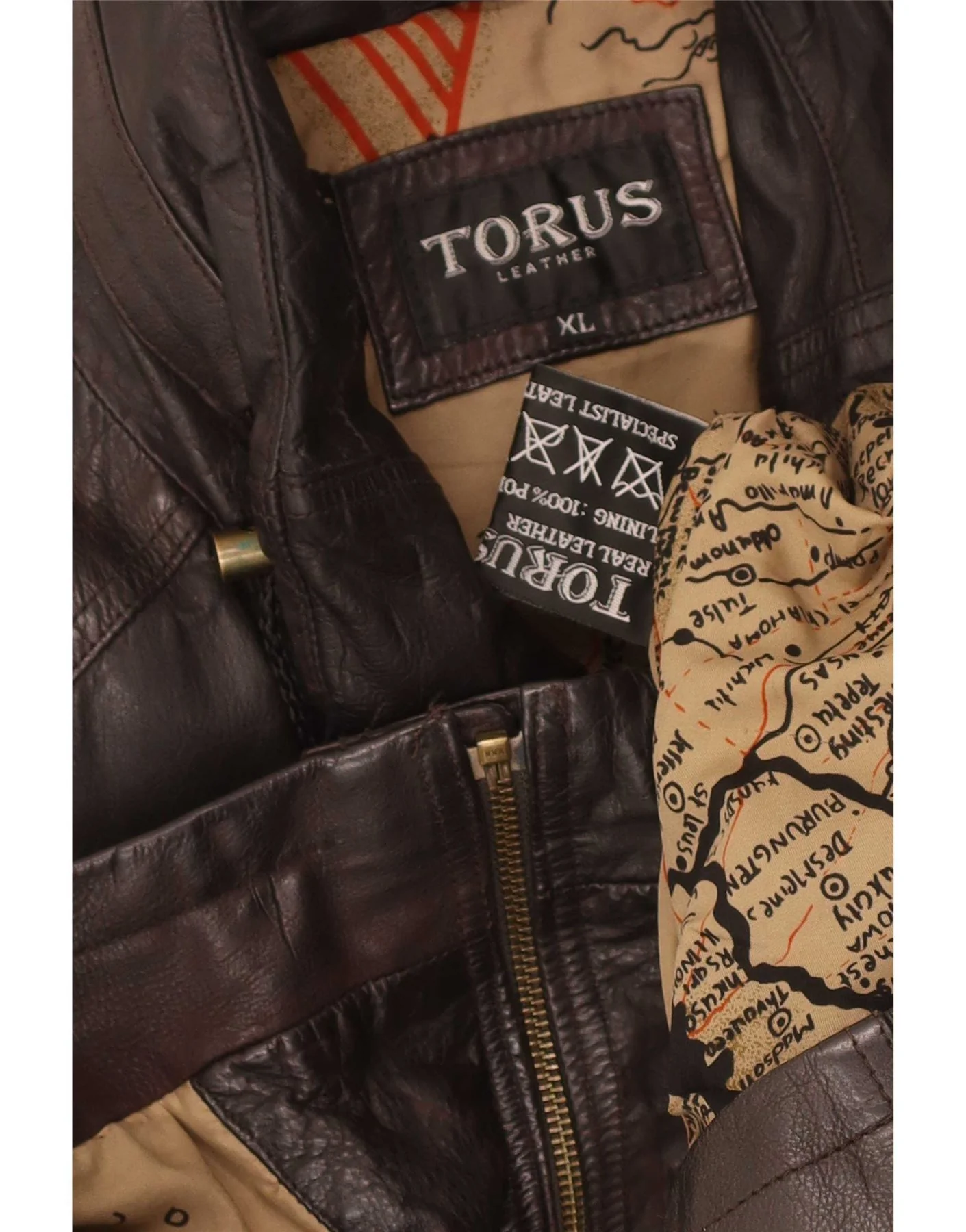 Torus Mens Leather Jacket UK 42XL Brown - Image 3