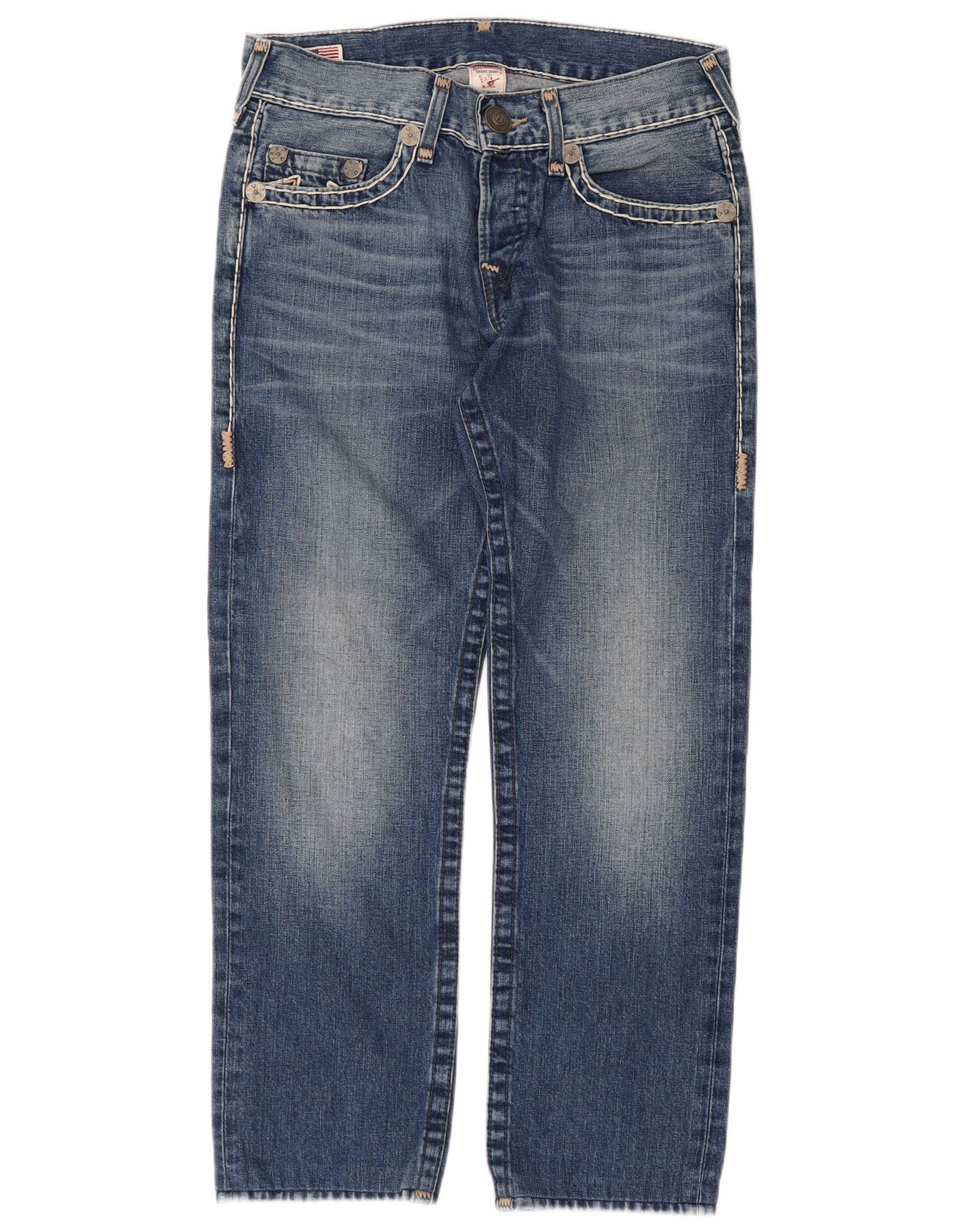 True Religion Womens Straight Jeans W31 L28 Blue Cotton