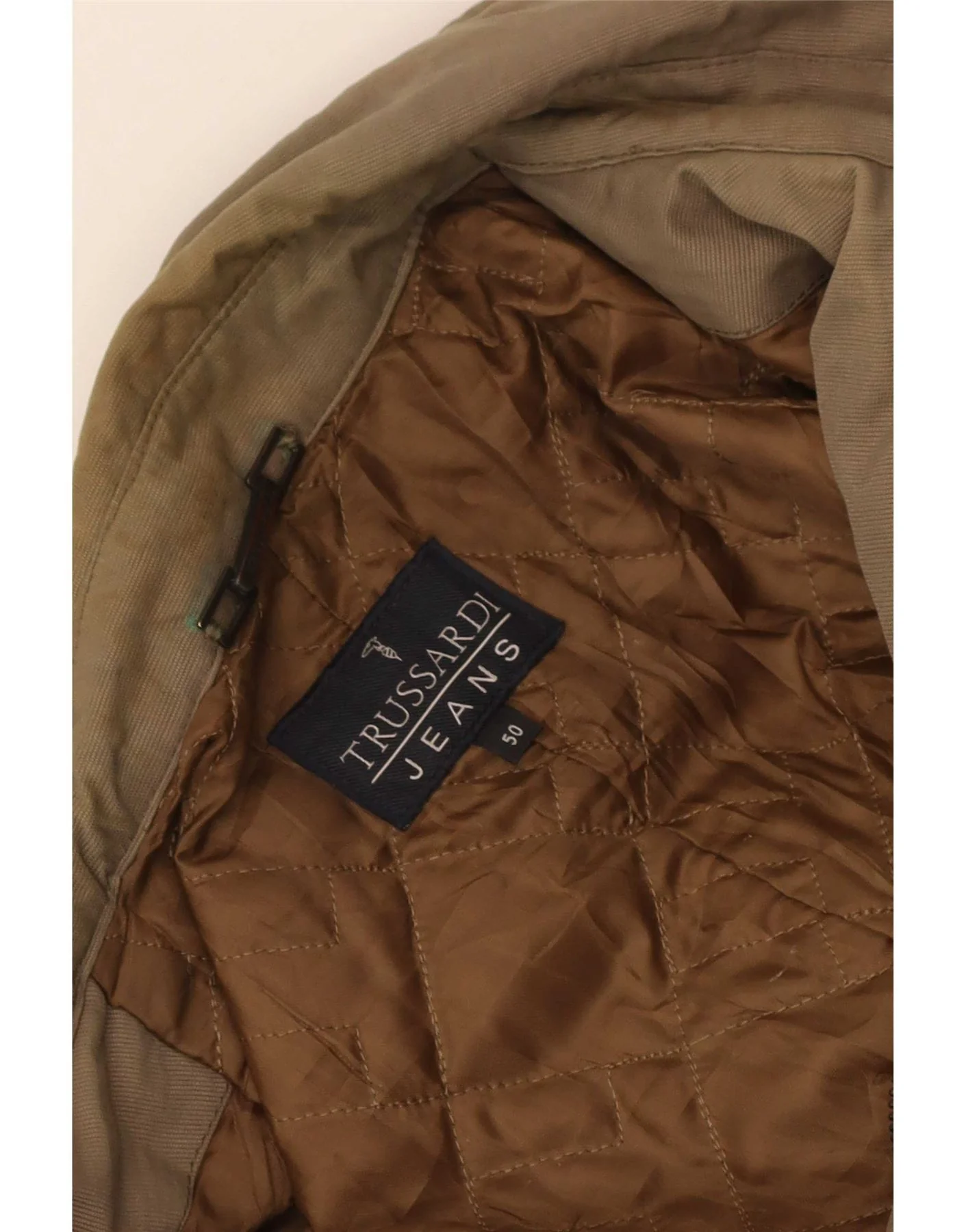 Trussardi Jeans Mens Trench Coat IT 50 Large Khaki - Image 4
