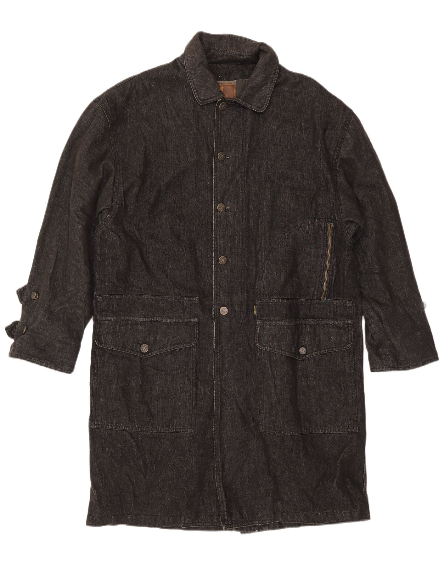 Trussardi Mens Denim Coat UK 40 Large Navy Blue Cotton