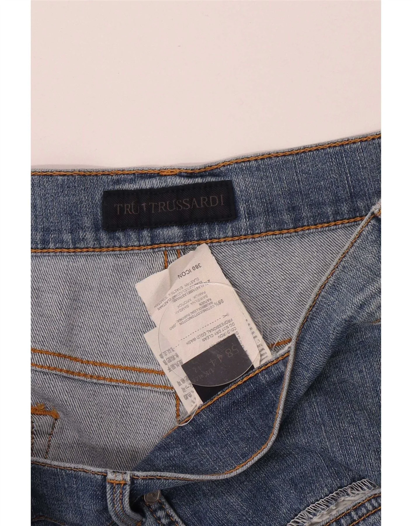 Trussardi Mens Regular Straight Jeans W42 L26 Blue Cotton - Image 3