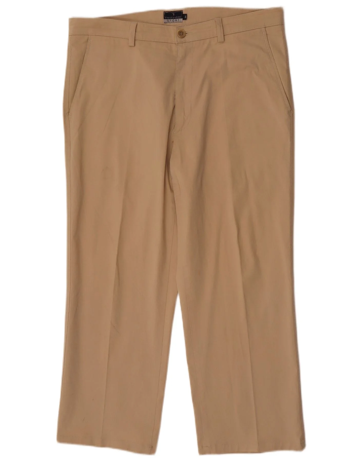 Trussardi Mens Straight Chino Trousers W34 L25 Beige Cotton